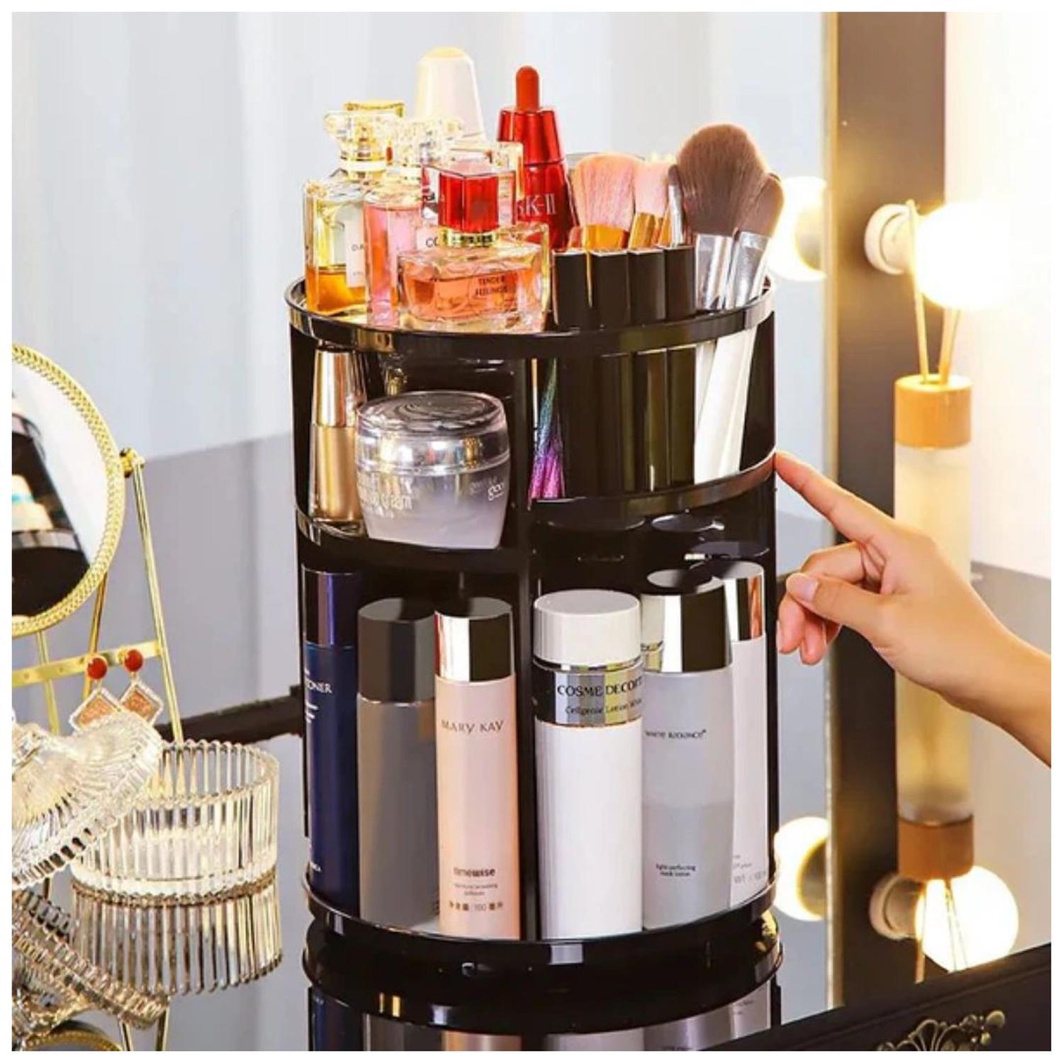 ORGANIZADOR DE MAQUILLAJE COSMÉTICOS GIRATORIO 360° AJUSTABLE TAMAÑO M - 1