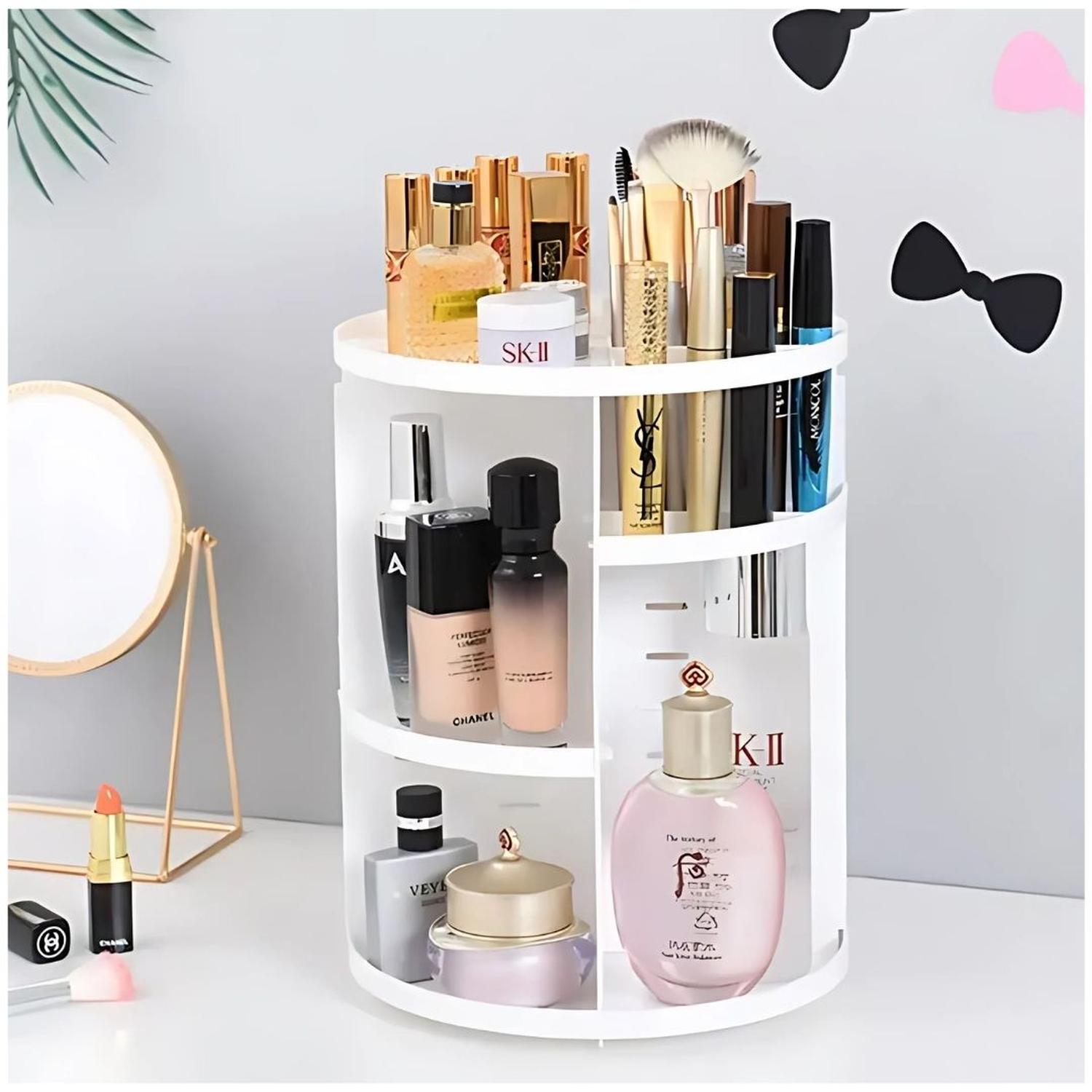 ORGANIZADOR DE MAQUILLAJE COSMÉTICOS GIRATORIO 360° AJUSTABLE TAMAÑO M - 2