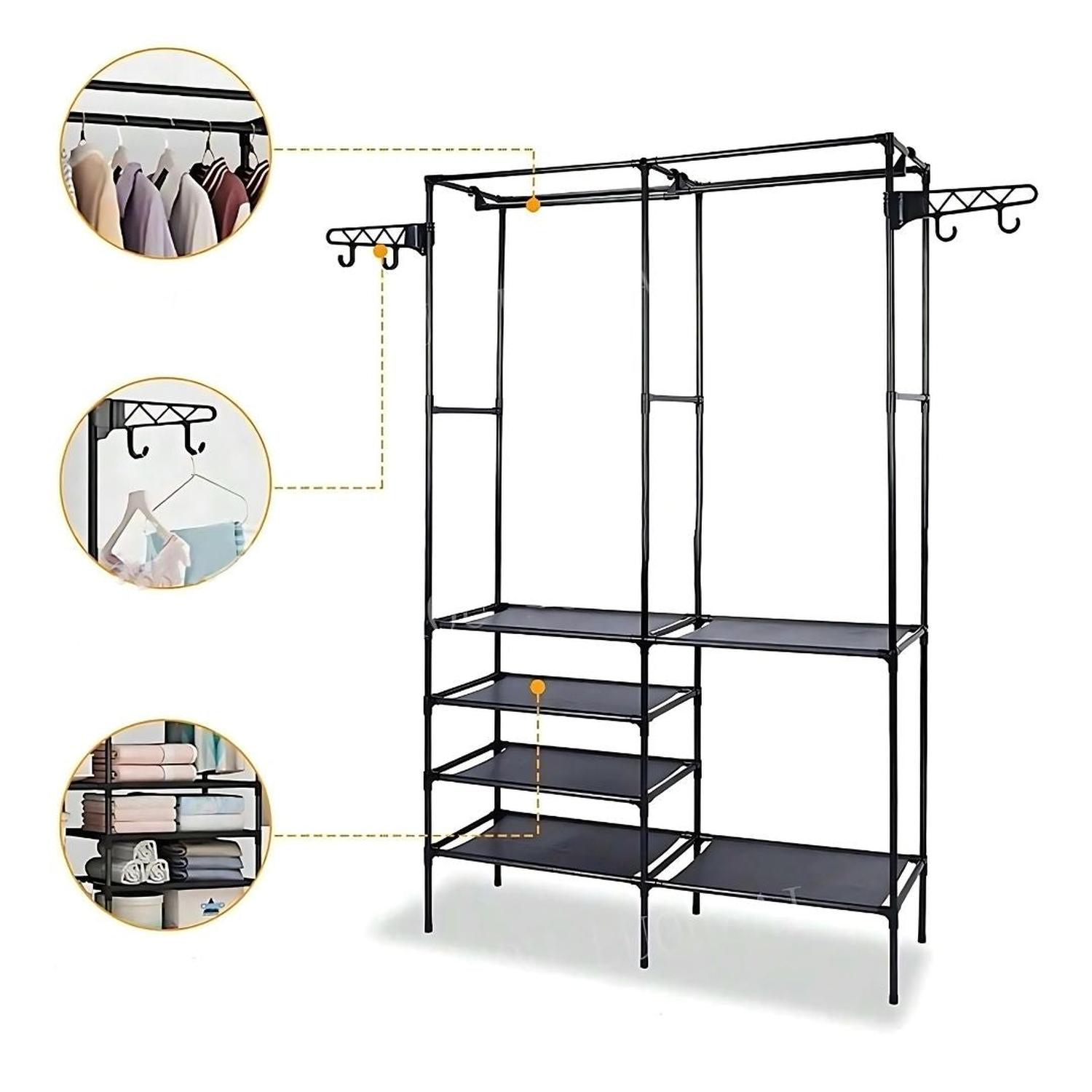 ROPERO COLGADOR ORGANIZADOR DE ROPA 2 CUERPOS 173X107X36CM TAMAÑO M - 4