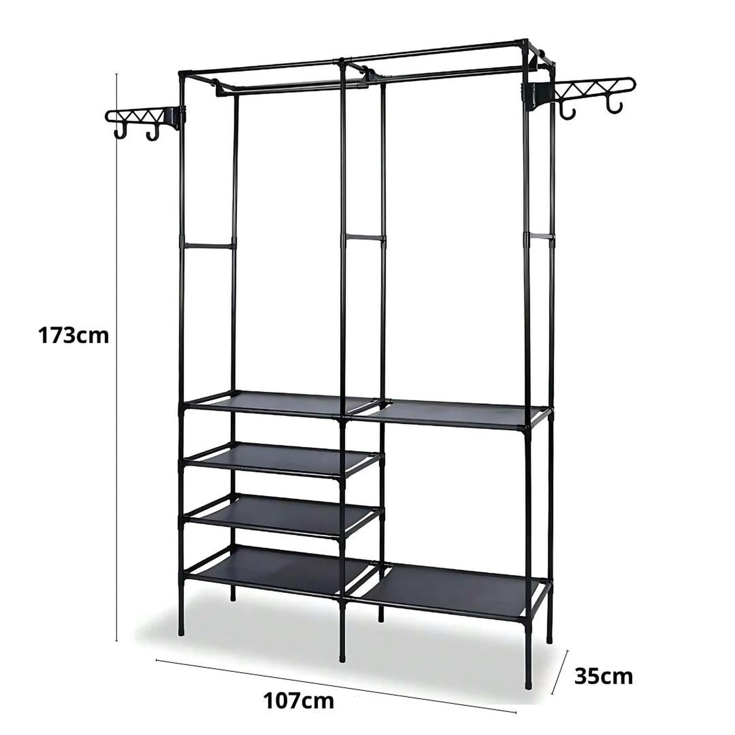ROPERO COLGADOR ORGANIZADOR DE ROPA 2 CUERPOS 173X107X36CM TAMAÑO M - 5