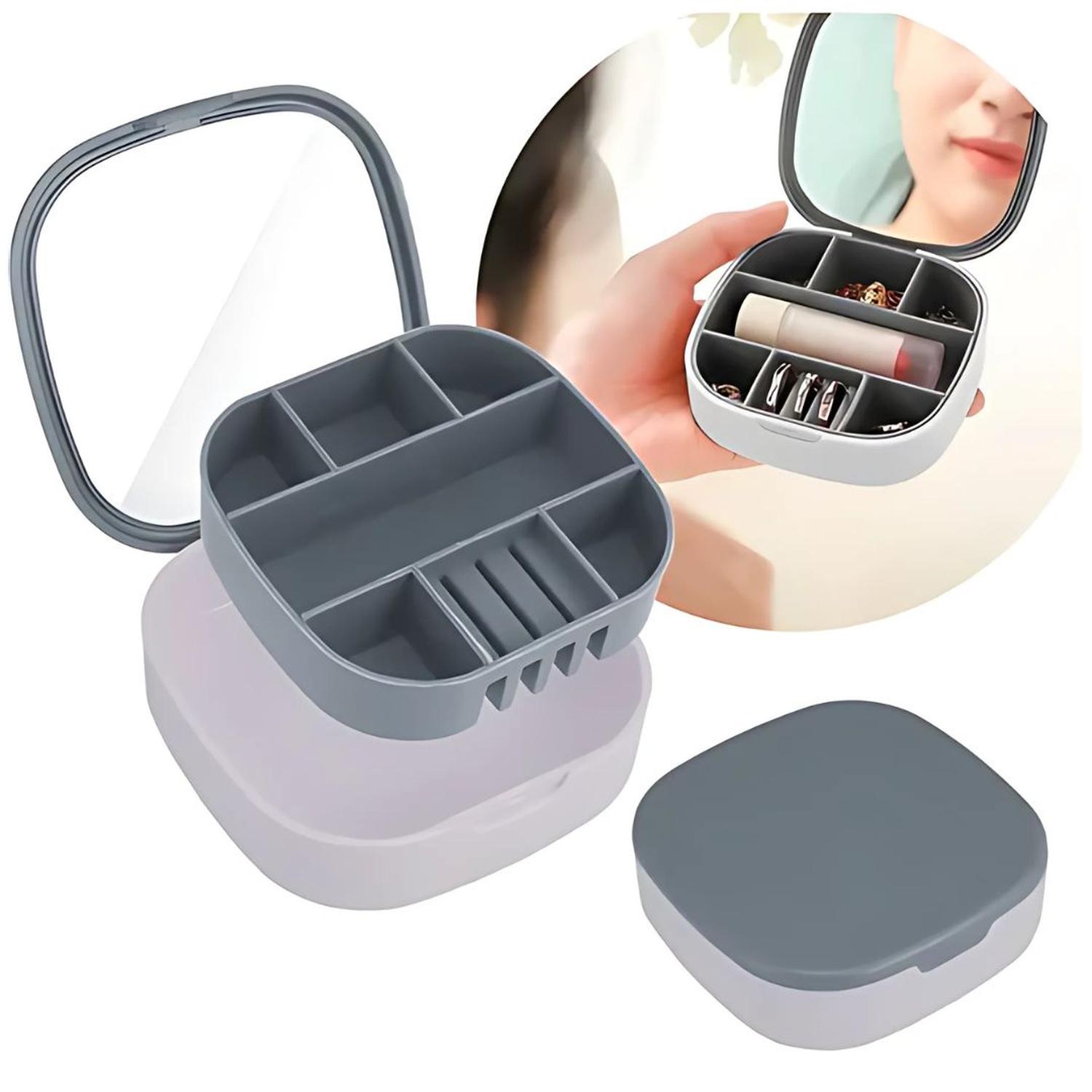 JOYERO ORGANIZADOR DE JOYAS CON ESPEJO PORTÁTIL MULTIUSOS TAMAÑO M - 4