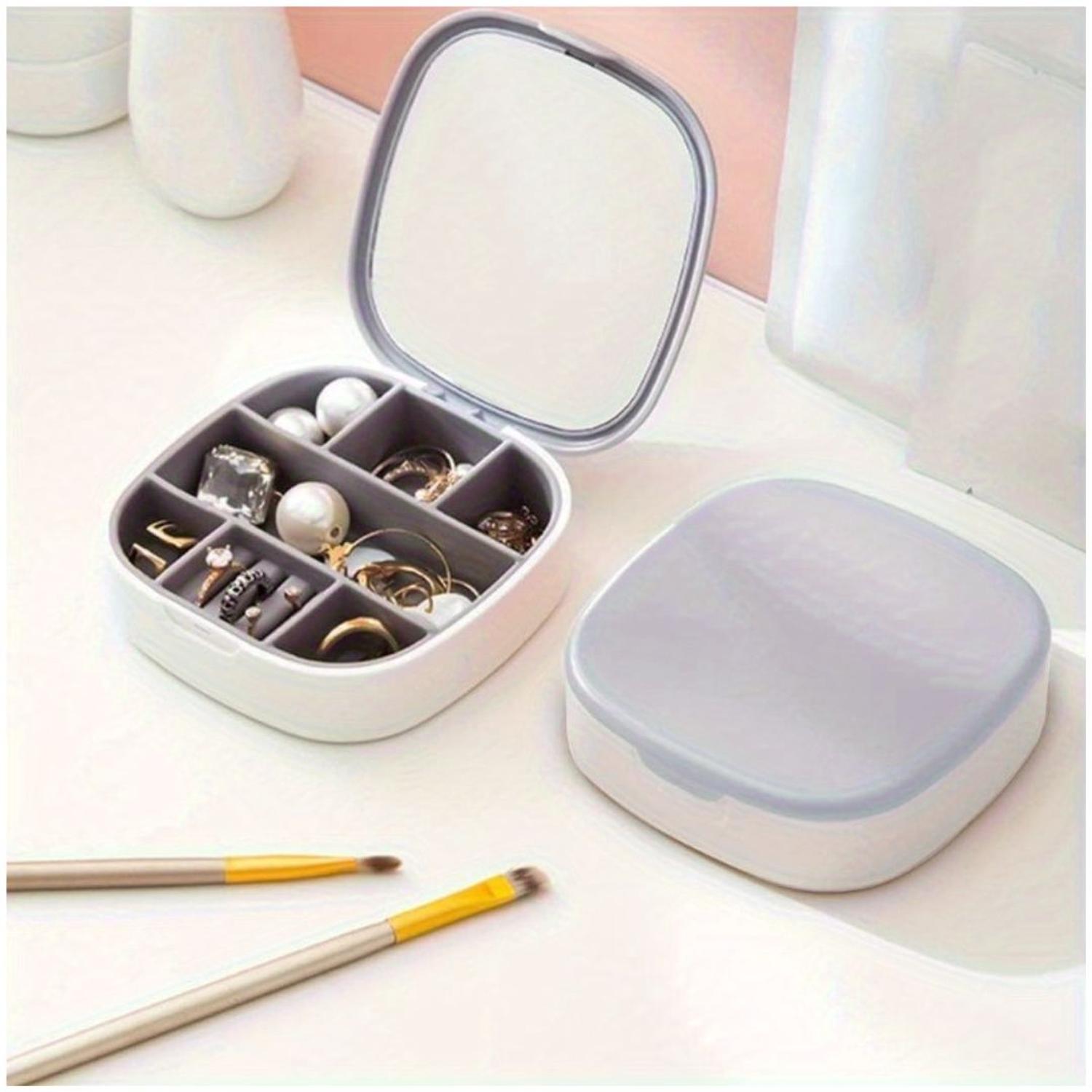 JOYERO ORGANIZADOR DE JOYAS CON ESPEJO PORTÁTIL MULTIUSOS TAMAÑO M - 5