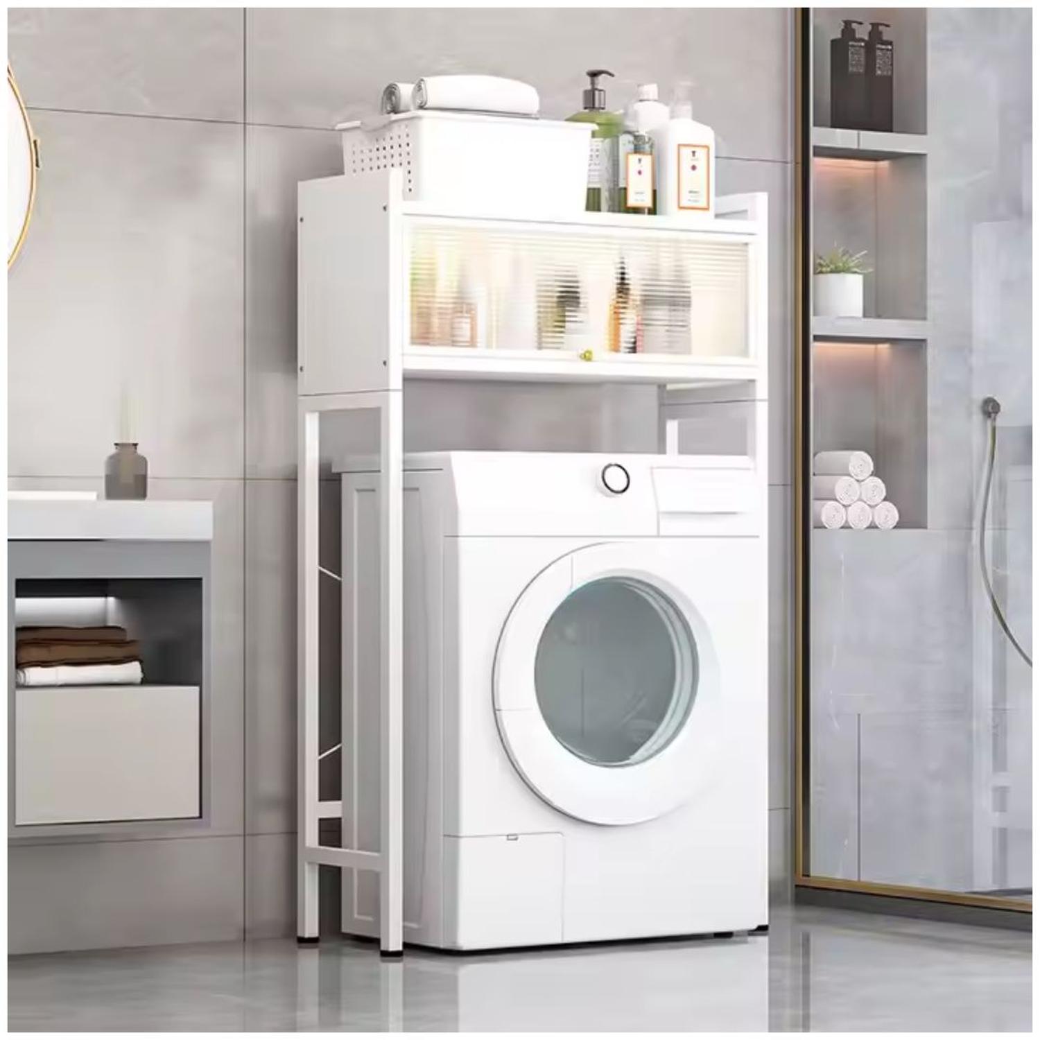 ESTANTE ORGANIZADOR MULTIUSOS DE METAL PARA LAVADORA BAÑO 2 NIVELES 135X70X25CM TAMAÑO M - 1