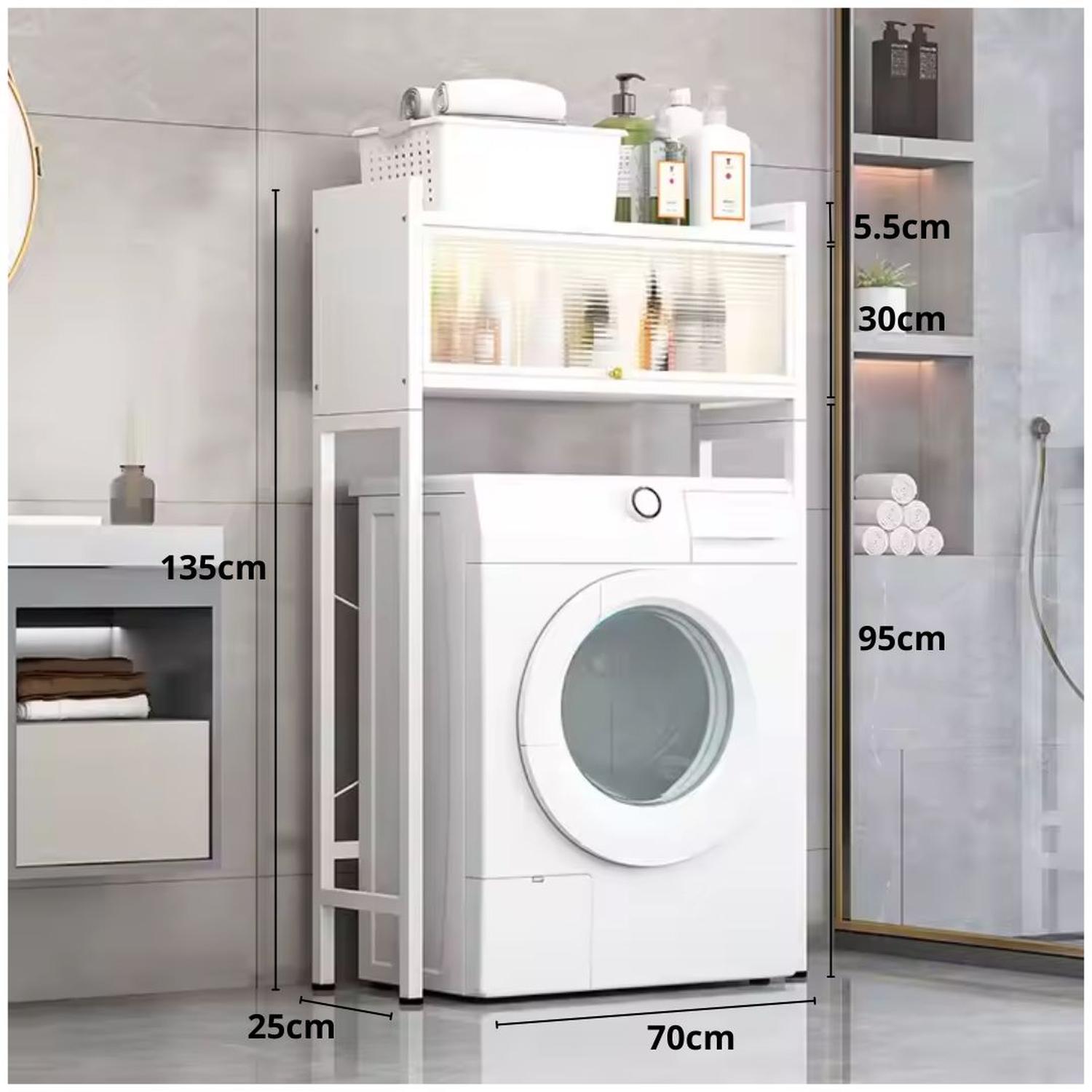 ESTANTE ORGANIZADOR MULTIUSOS DE METAL PARA LAVADORA BAÑO 2 NIVELES 135X70X25CM TAMAÑO M - 3
