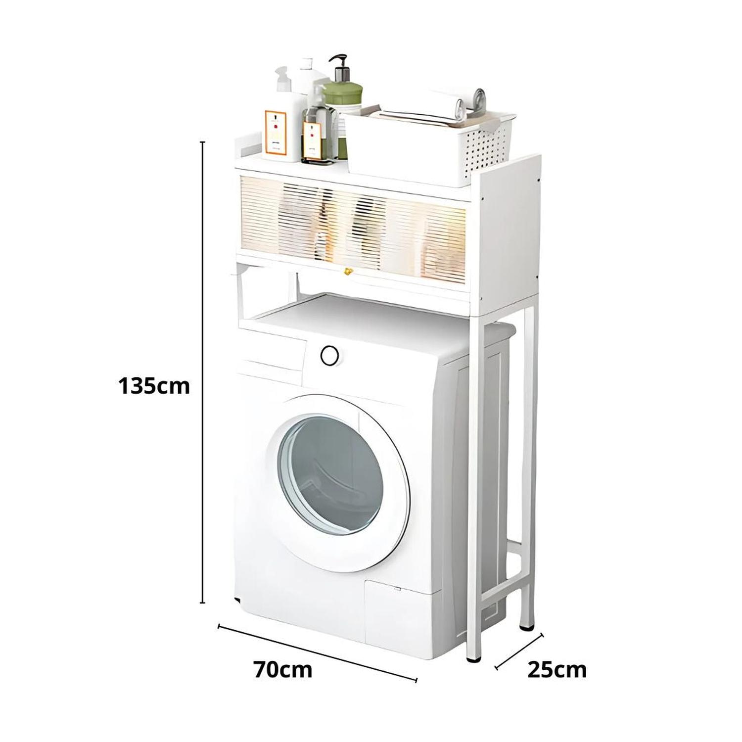 ESTANTE ORGANIZADOR MULTIUSOS DE METAL PARA LAVADORA BAÑO 2 NIVELES 135X70X25CM TAMAÑO M - 5