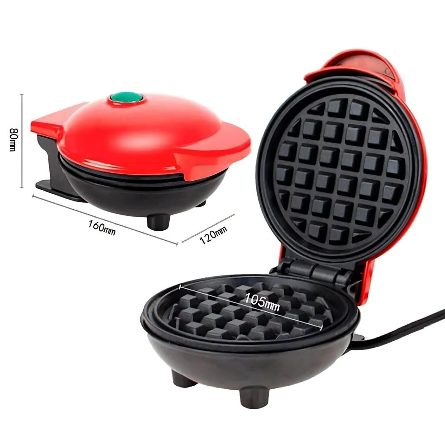 MINI WAFFLERA ANTIADHERENTE ELÉCTRICA PORTÁTIL DE 350W ROJO - 4