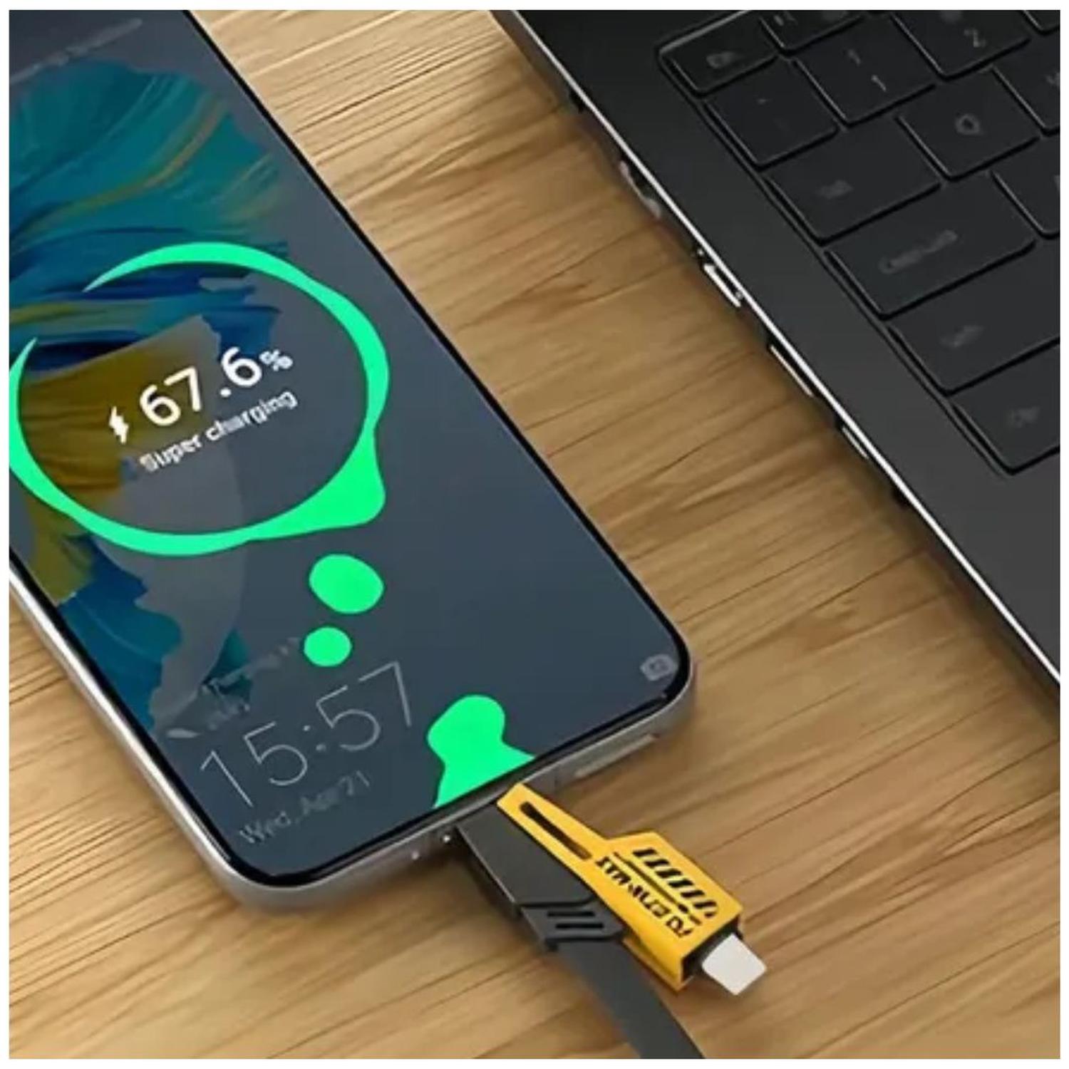 CARGADOR CARGA RÁPIDA DE 120W + CABLE 4 EN 1 USB + TIPO C +LIGHTNING - 6