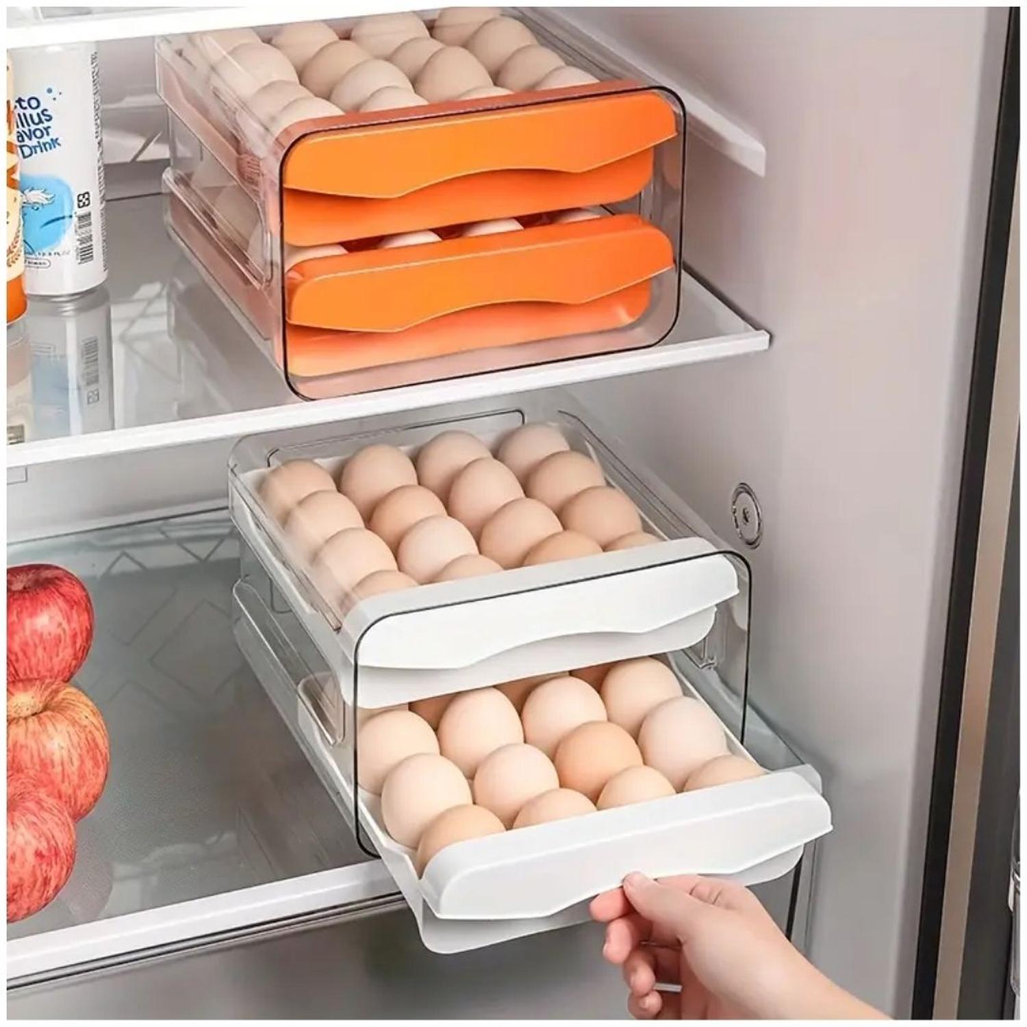 ORGANIZADOR DE HUEVOS 2 NIVELES APILABLE PORTA HUEVOS DE ACRÍLICO 32 UND TAMAÑO M - 1