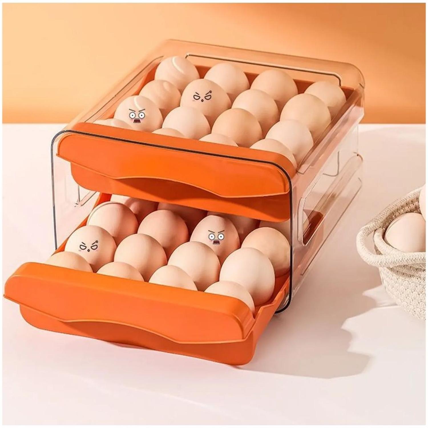 ORGANIZADOR DE HUEVOS 2 NIVELES APILABLE PORTA HUEVOS DE ACRÍLICO 32 UND TAMAÑO M - 2