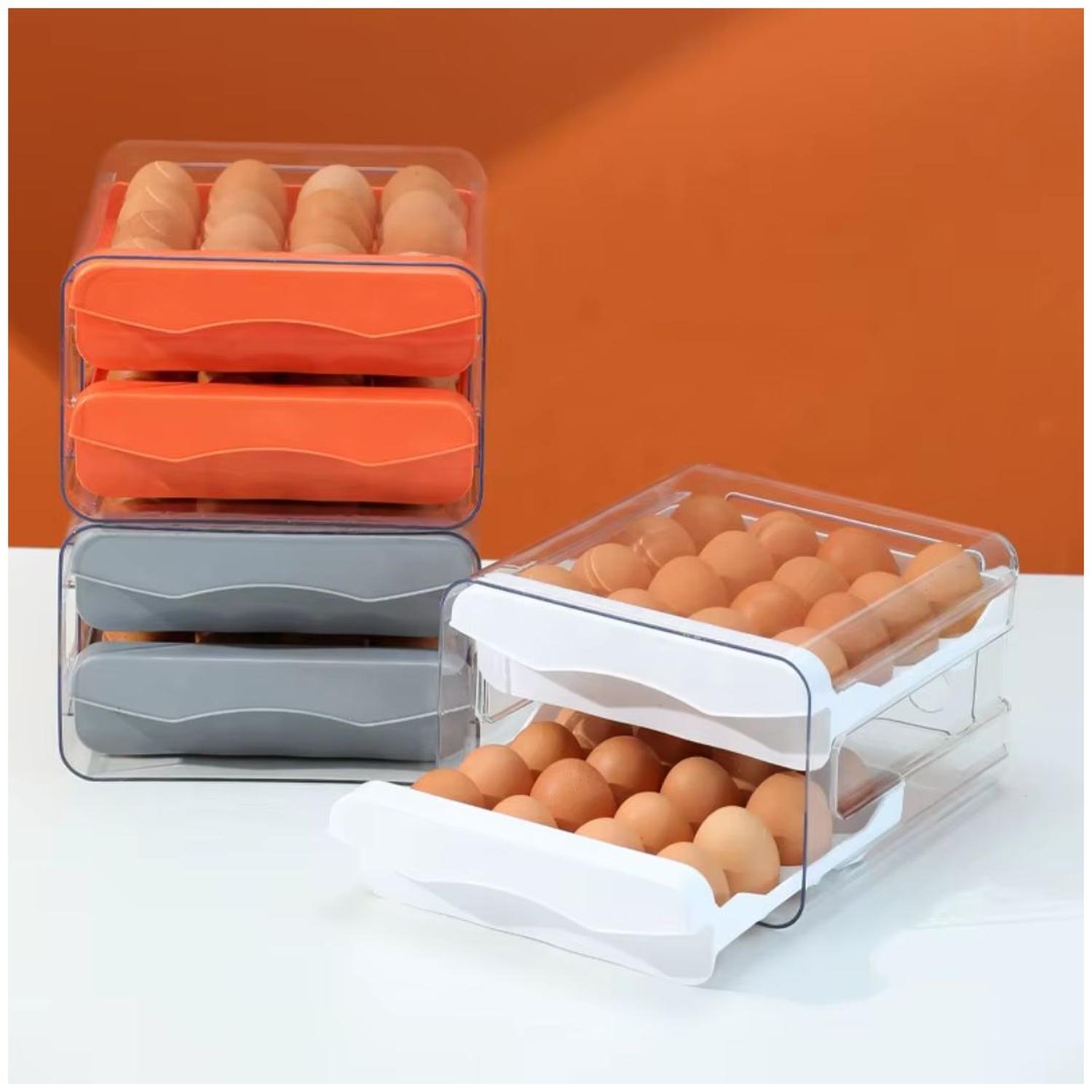 ORGANIZADOR DE HUEVOS 2 NIVELES APILABLE PORTA HUEVOS DE ACRÍLICO 32 UND TAMAÑO M - 4