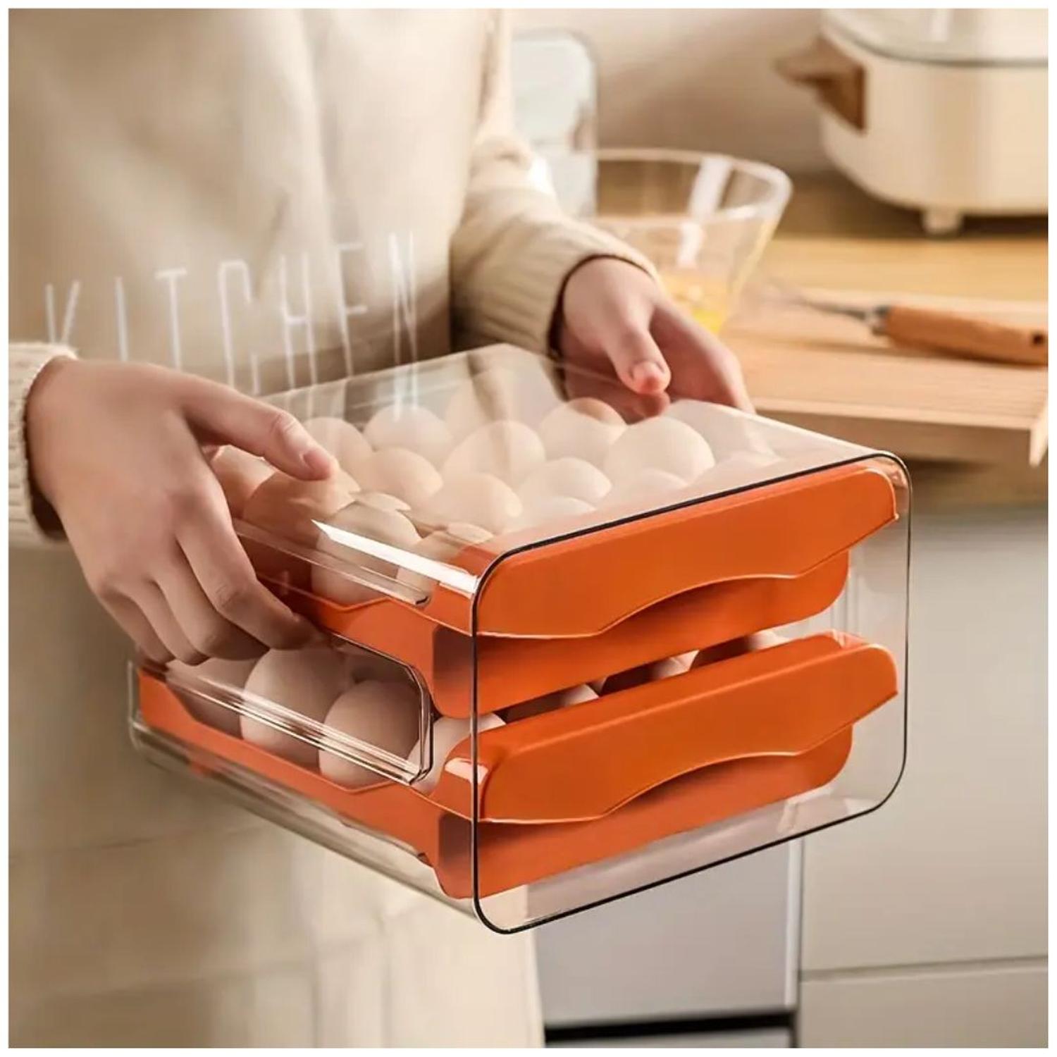 ORGANIZADOR DE HUEVOS 2 NIVELES APILABLE PORTA HUEVOS DE ACRÍLICO 32 UND TAMAÑO M - 6