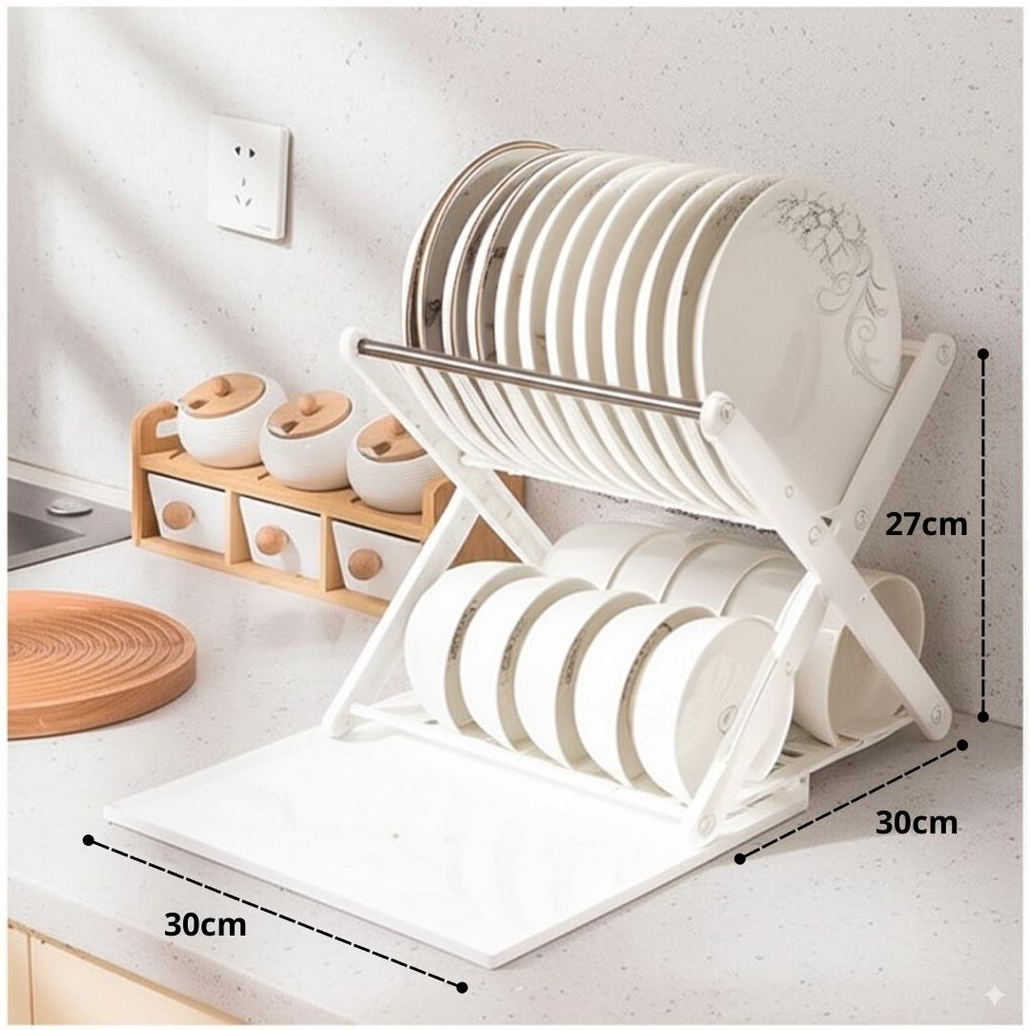 ESCURRIDOR DE PLATOS VAJILLA 2 NIVELES CON BANDEJA DE GOTEO 28X30X30CM TAMAÑO M - 2