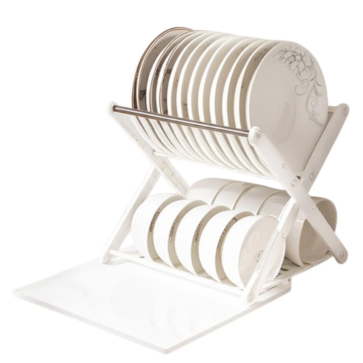 ESCURRIDOR DE PLATOS VAJILLA 2 NIVELES CON BANDEJA DE GOTEO 28X30X30CM TAMAÑO M - 3