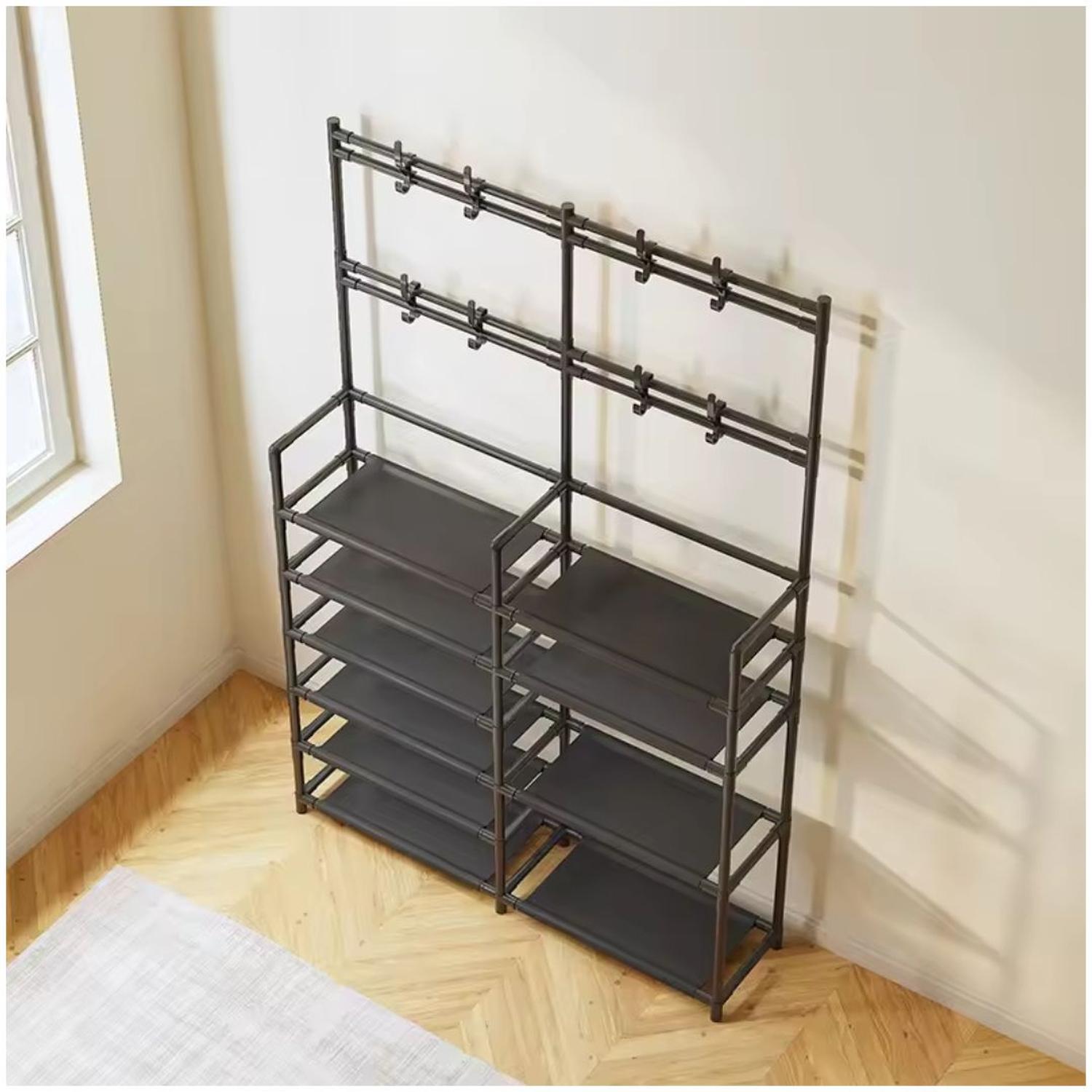 ESTANTE ORGANIZADOR ZAPATERA PERCHERO MULTIUSOS 2 CUERPOS 6 NIVELES 162X96X28CM TAMAÑO M - 3