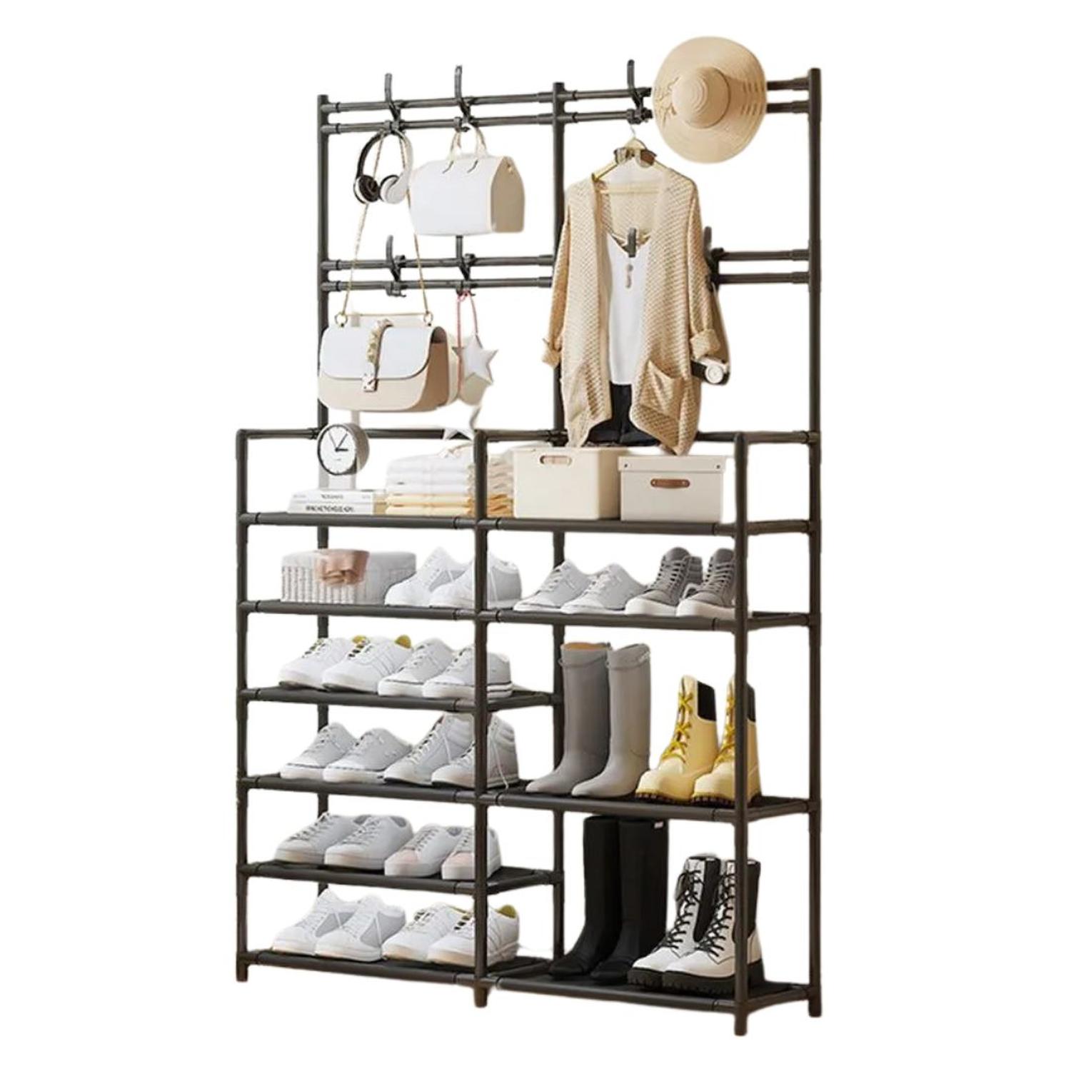 ESTANTE ORGANIZADOR ZAPATERA PERCHERO MULTIUSOS 2 CUERPOS 6 NIVELES 162X96X28CM TAMAÑO M - 4