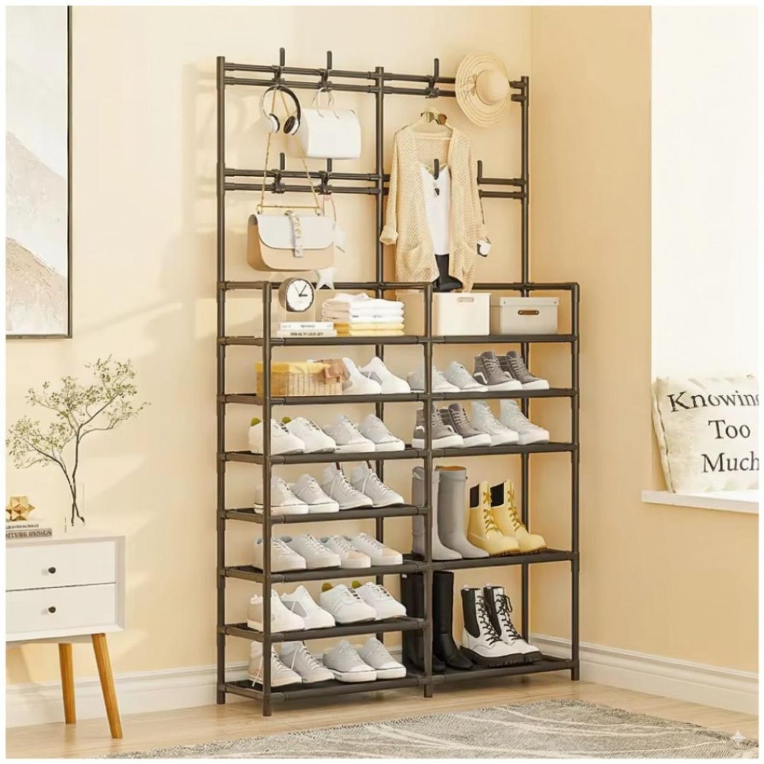 ESTANTE ORGANIZADOR ZAPATERA PERCHERO MULTIUSOS 2 CUERPOS 7 NIVELES 179X96X28CM TAMAÑO M - 1