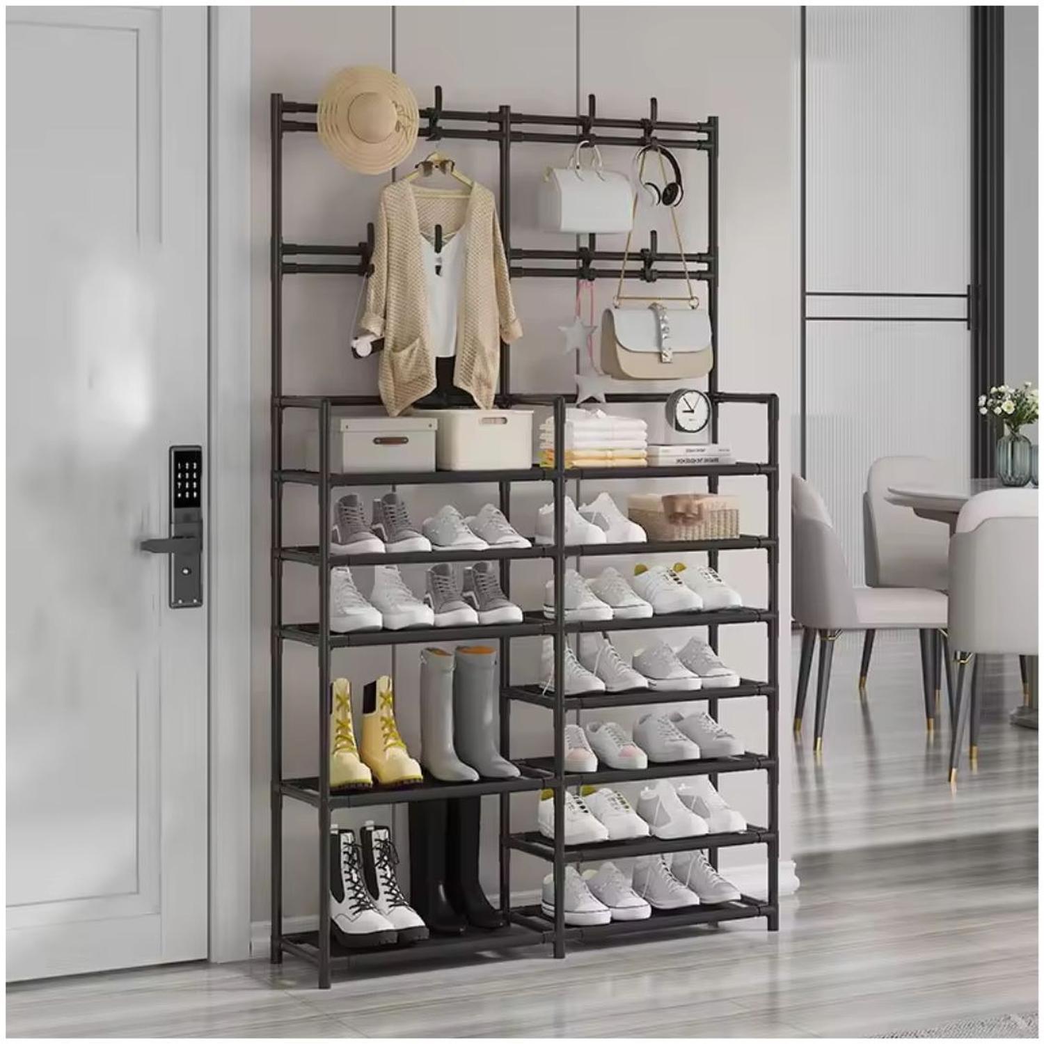 ESTANTE ORGANIZADOR ZAPATERA PERCHERO MULTIUSOS 2 CUERPOS 7 NIVELES 179X96X28CM TAMAÑO M - 2