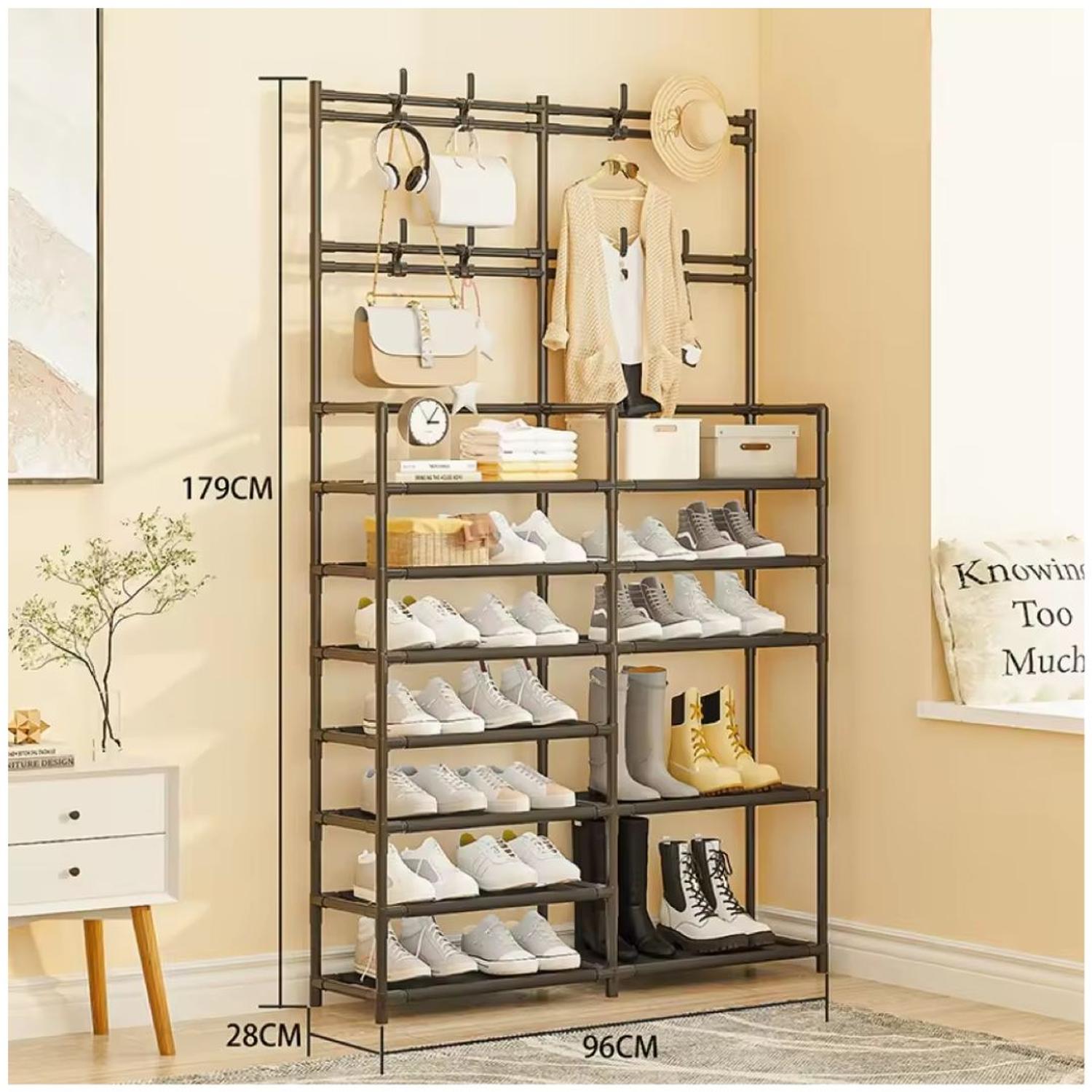 ESTANTE ORGANIZADOR ZAPATERA PERCHERO MULTIUSOS 2 CUERPOS 7 NIVELES 179X96X28CM TAMAÑO M - 3