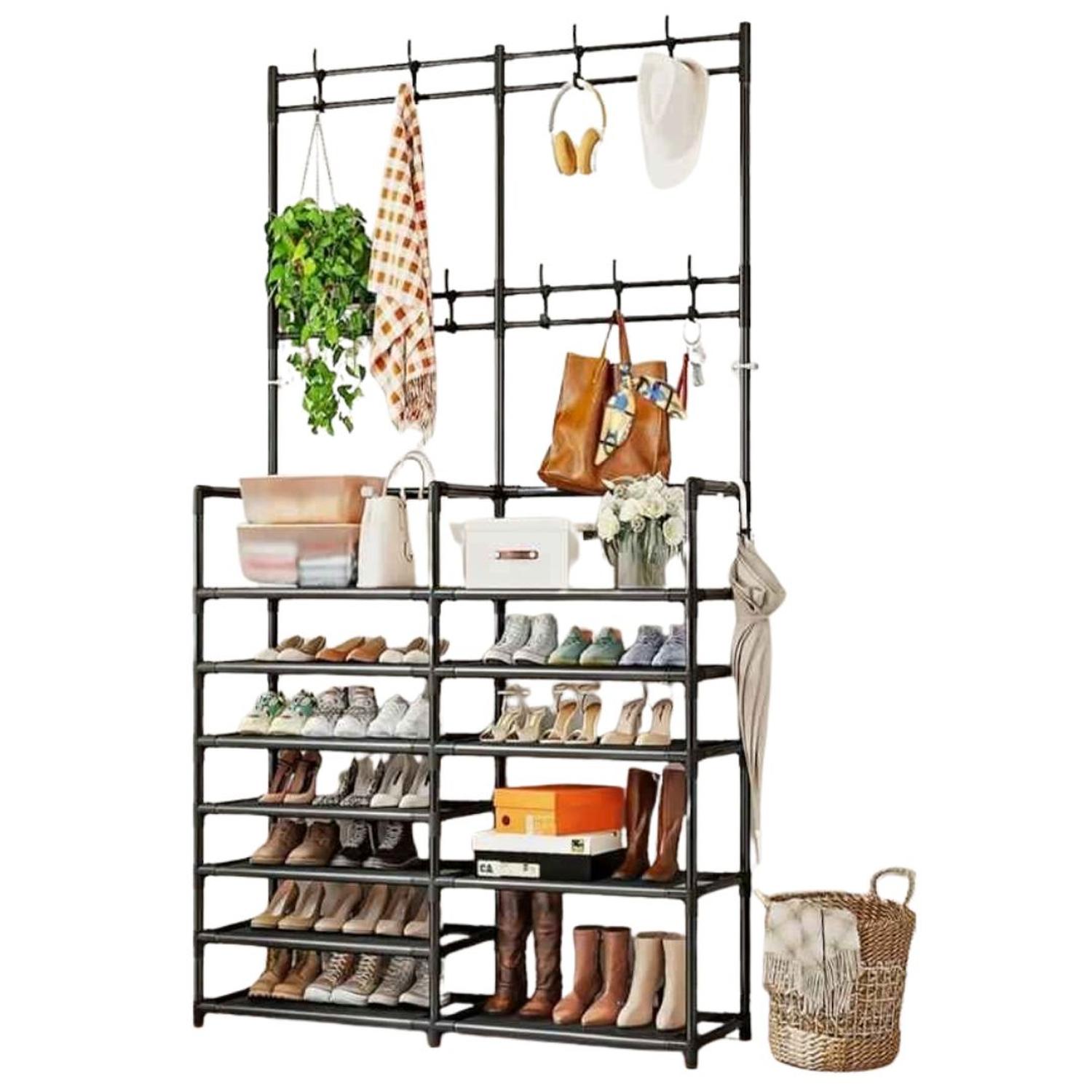 ESTANTE ORGANIZADOR ZAPATERA PERCHERO MULTIUSOS 2 CUERPOS 7 NIVELES 179X96X28CM TAMAÑO M - 4