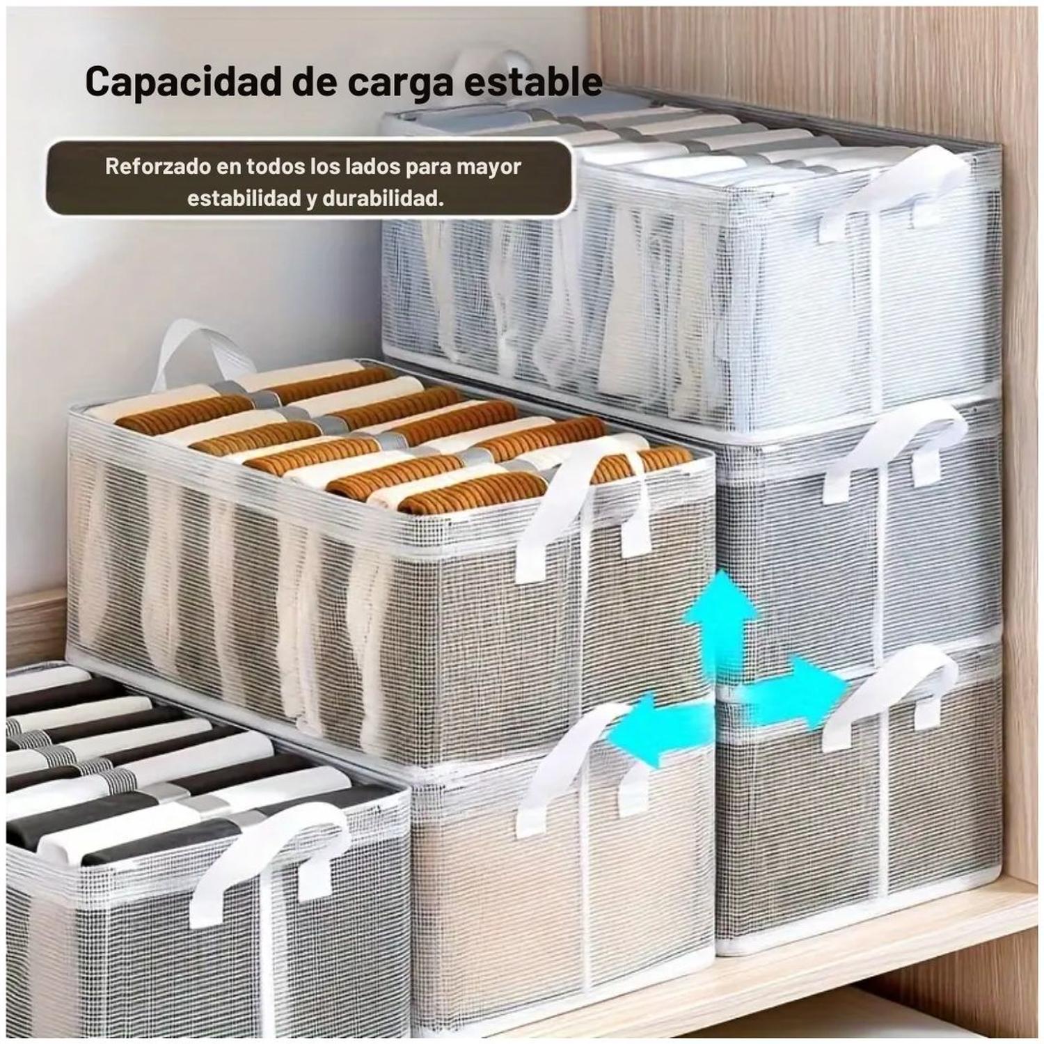 PACK X4 CAJAS ORGANIZADORAS DE ROPA MULTIUSOS PLEGABLE TRANSPARENTE - 4