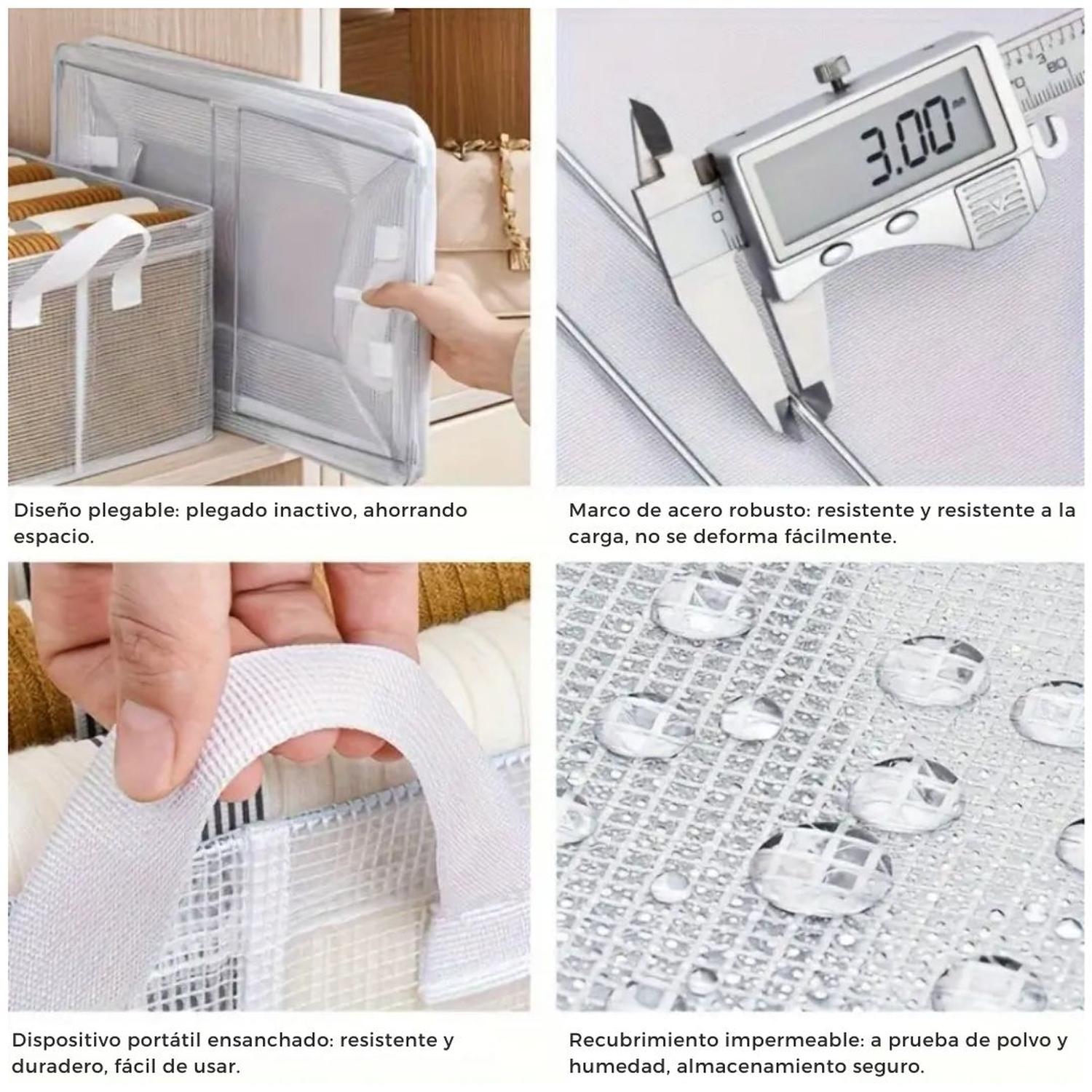 PACK X4 CAJAS ORGANIZADORAS DE ROPA MULTIUSOS PLEGABLE TRANSPARENTE - 5