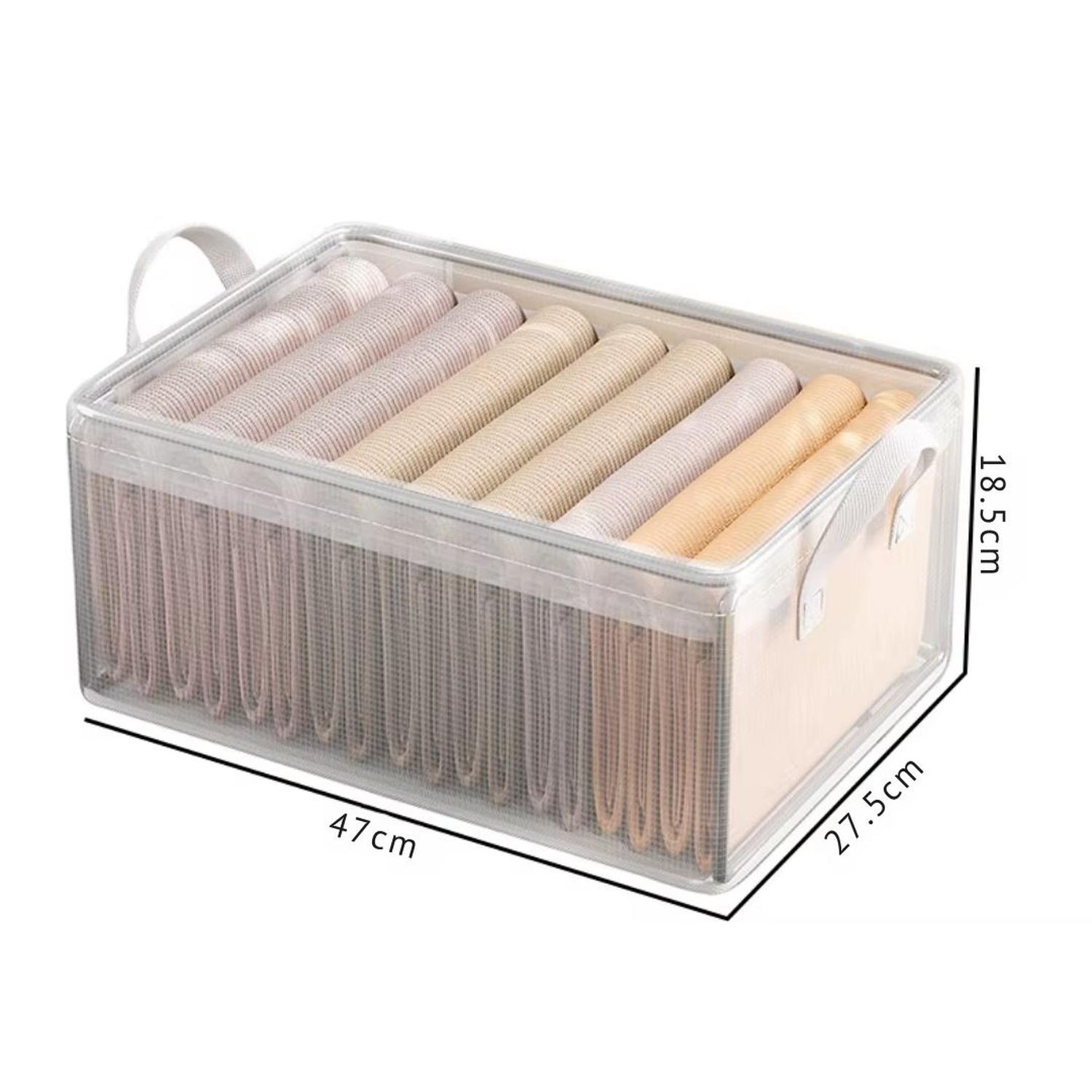 PACK X4 CAJAS ORGANIZADORAS DE ROPA MULTIUSOS PLEGABLE TRANSPARENTE - 7