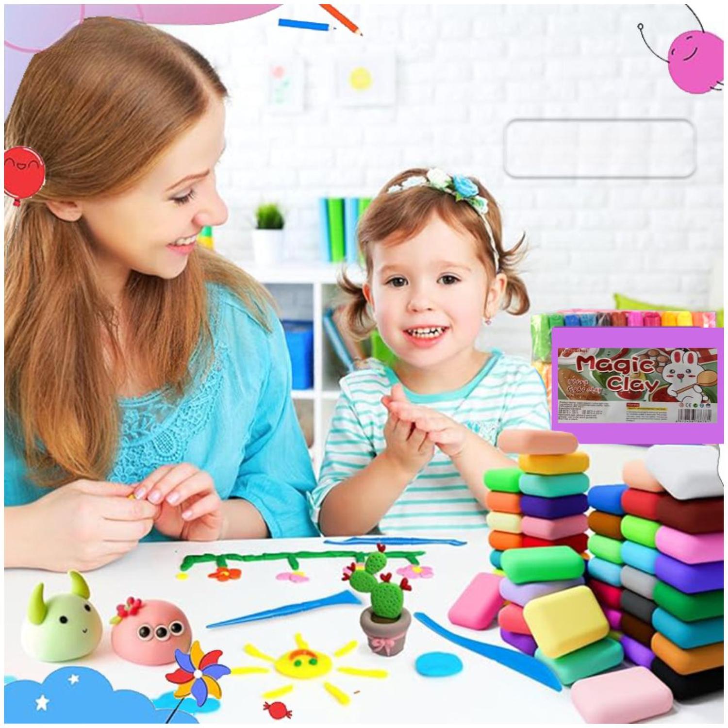 PACK X36 MASAS PLASTILINA MAGIC CLAY COLORES VARIADOS - 1