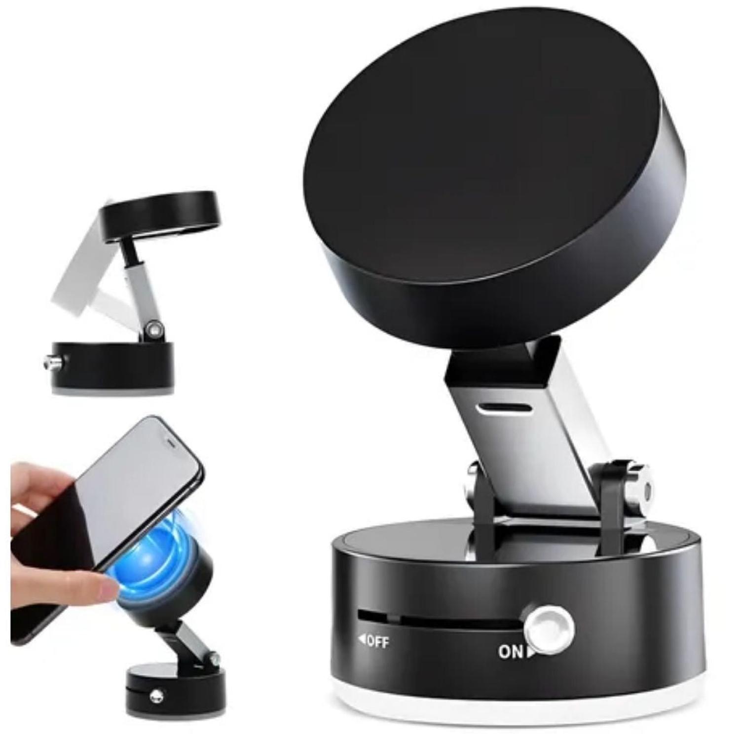SOPORTE MAGNÉTICO PARA CELULAR HOLDER IMANTADO PLEGABLE AUTO CASA SUCCIÓN AL VACÍO NEGRO TAMAÑO M - 4
