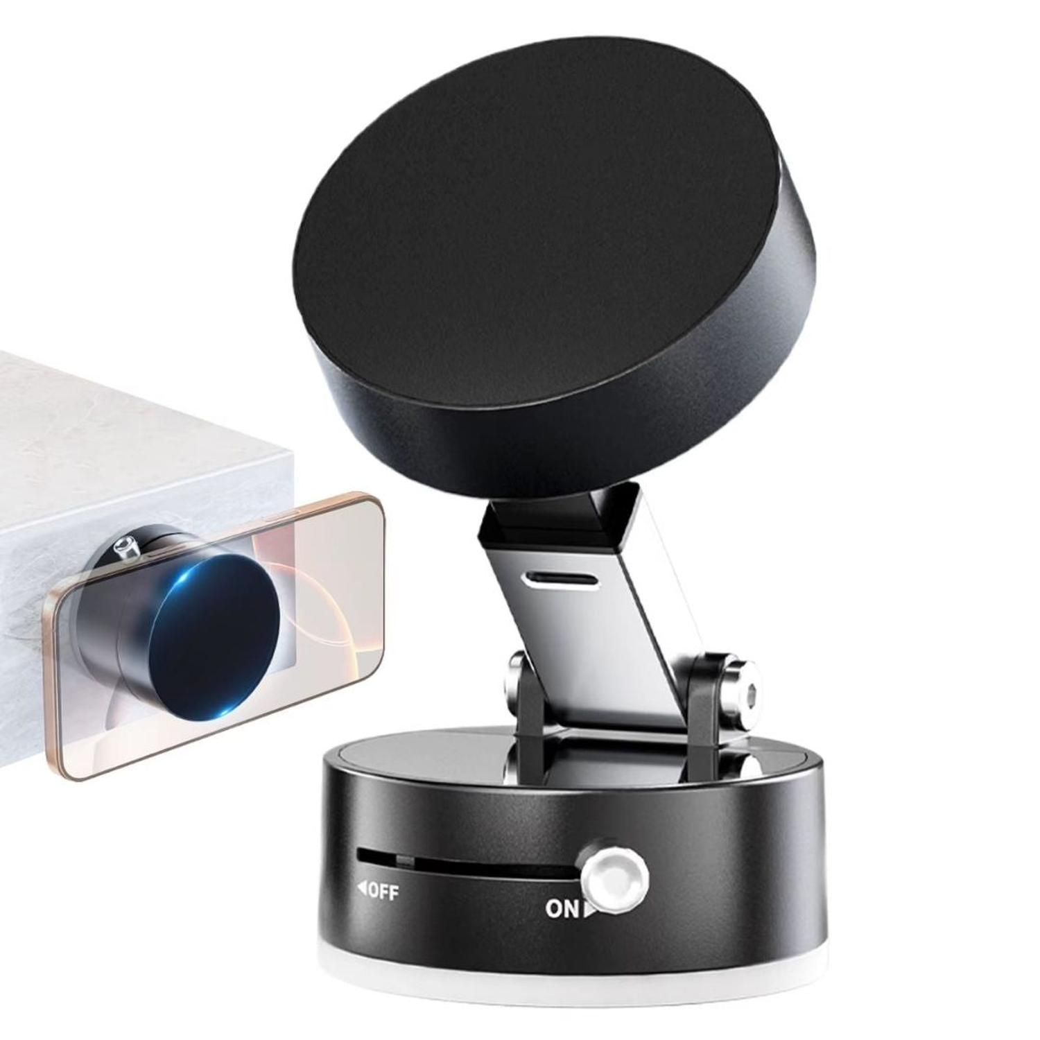 SOPORTE MAGNÉTICO PARA CELULAR HOLDER IMANTADO PLEGABLE AUTO CASA SUCCIÓN AL VACÍO NEGRO TAMAÑO M - 6