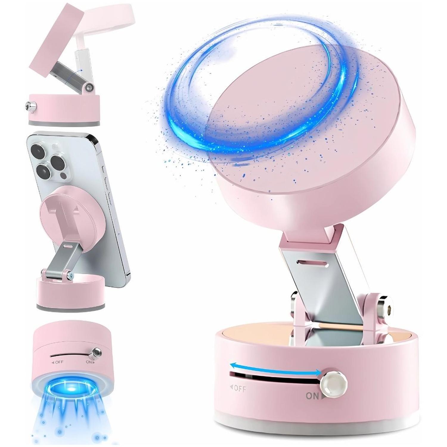 SOPORTE MAGNÉTICO PARA CELULAR HOLDER IMANTADO PLEGABLE AUTO CASA SUCCIÓN AL VACÍO ROSA TAMAÑO M - 4