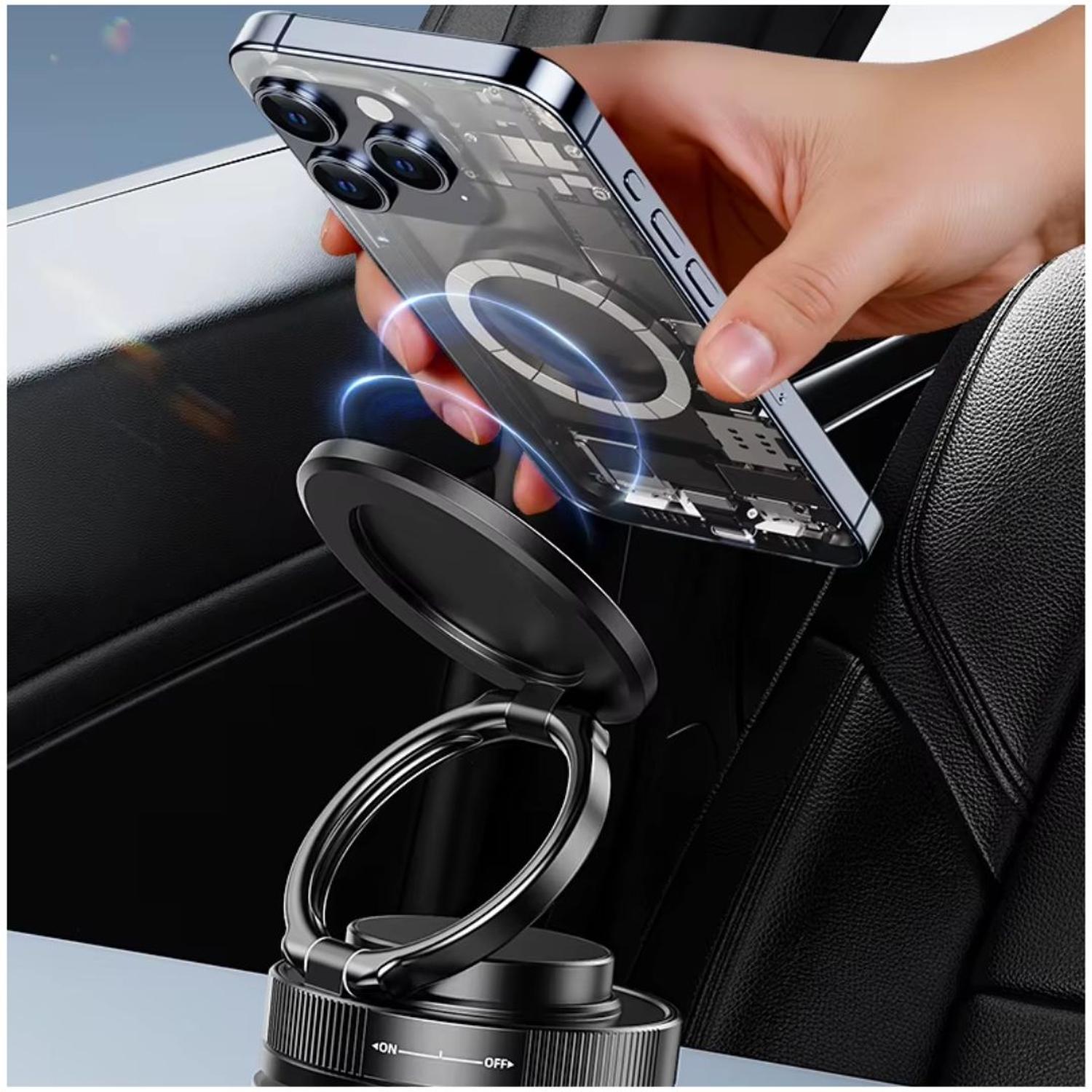 SOPORTE MAGNÉTICO PARA CELULAR MY-7652 HOLDER IMANTADO PLEGABLE SUCCIÓN AL VACÍO NEGRO TAMAÑO M - 1