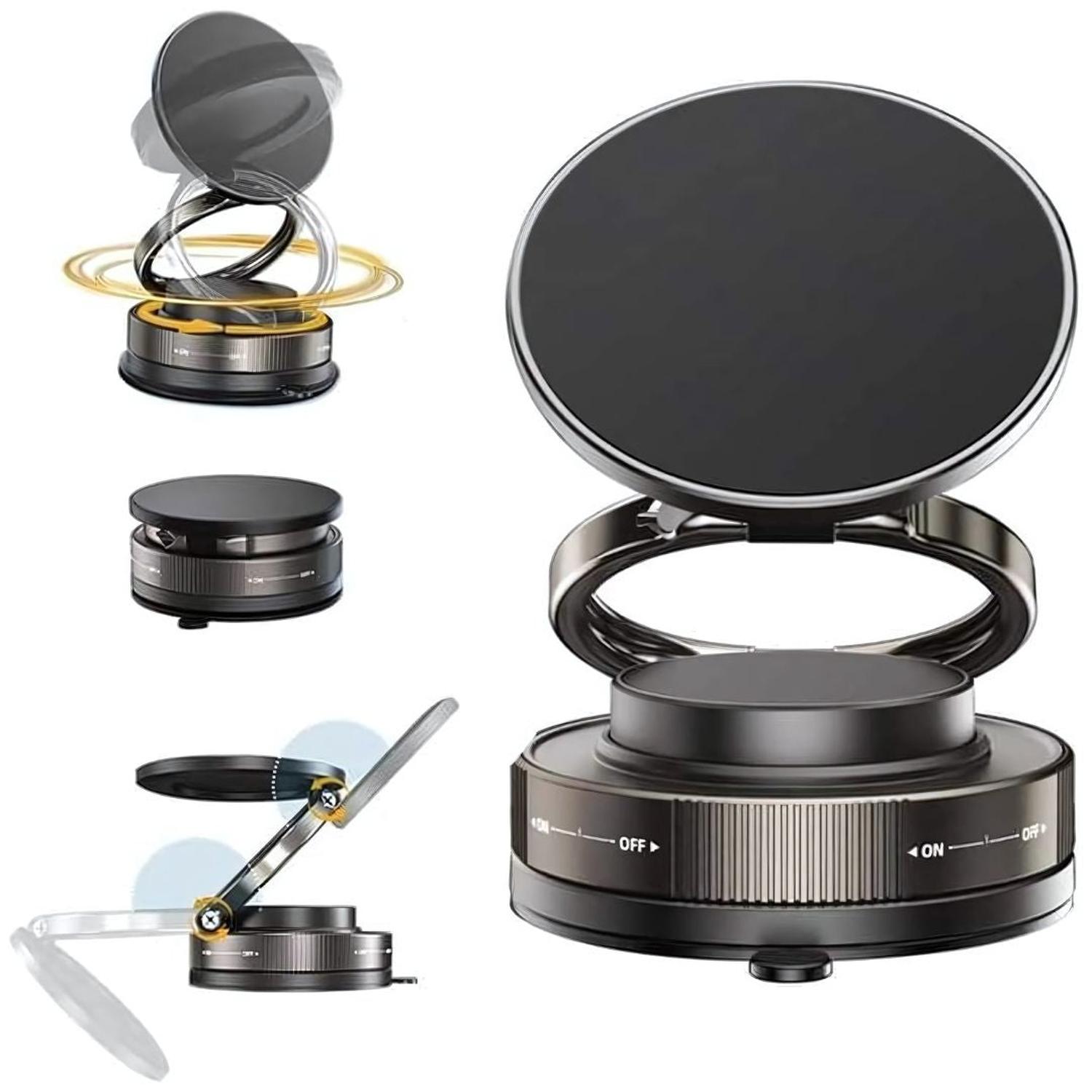 SOPORTE MAGNÉTICO PARA CELULAR MY-7652 HOLDER IMANTADO PLEGABLE SUCCIÓN AL VACÍO NEGRO TAMAÑO M - 2