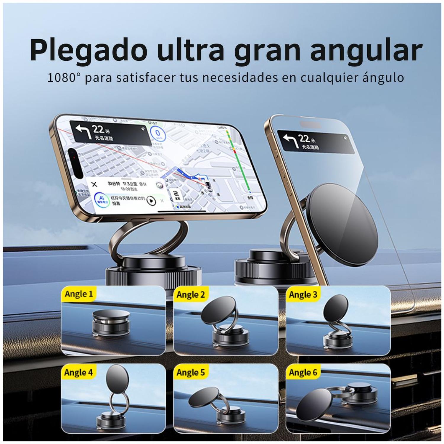 SOPORTE MAGNÉTICO PARA CELULAR MY-7652 HOLDER IMANTADO PLEGABLE SUCCIÓN AL VACÍO NEGRO TAMAÑO M - 8
