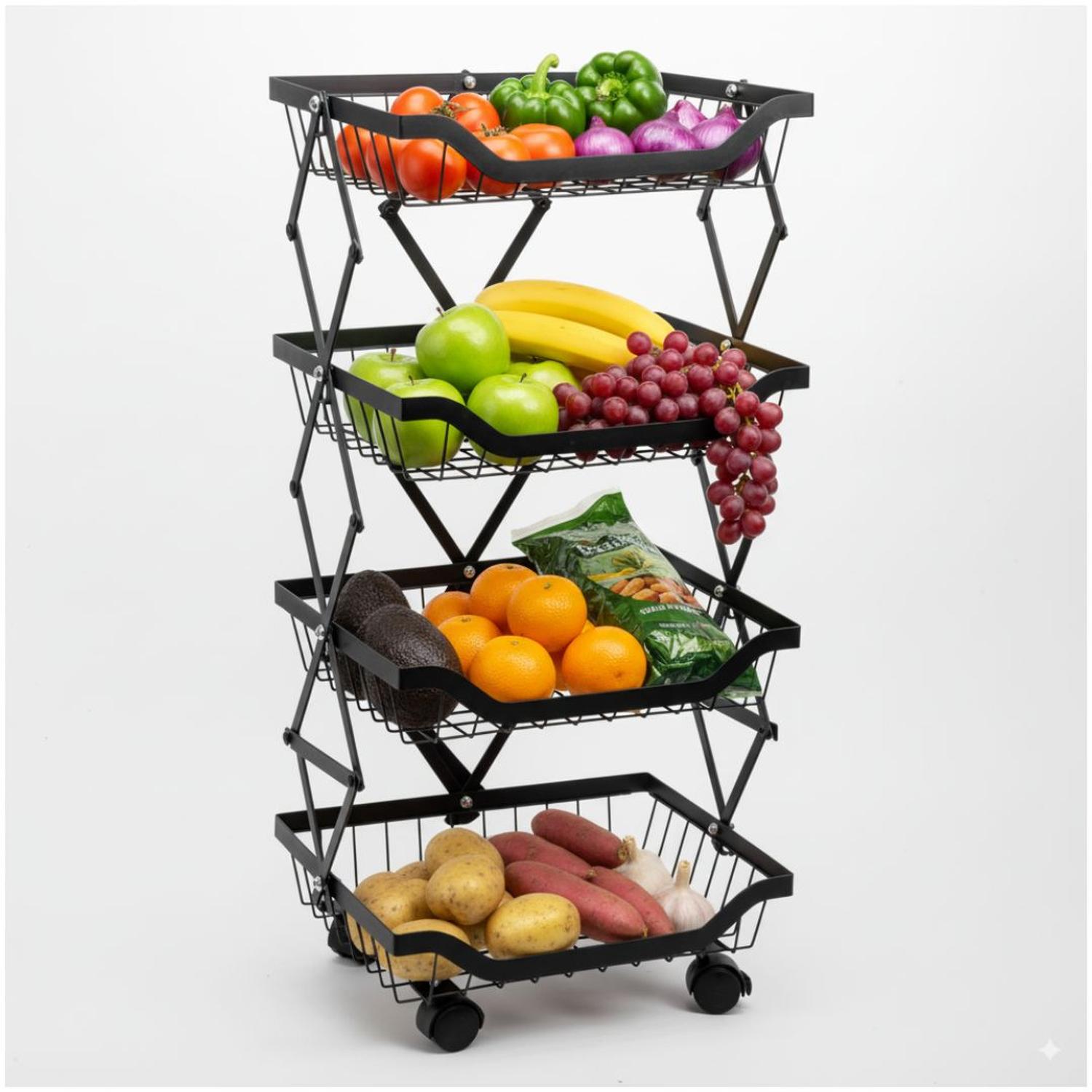 CARRITO ORGANIZADOR DE COCINA MULTIUSOS DE METAL 4 NIVELES PLEGABLE CON RUEDAS - 2
