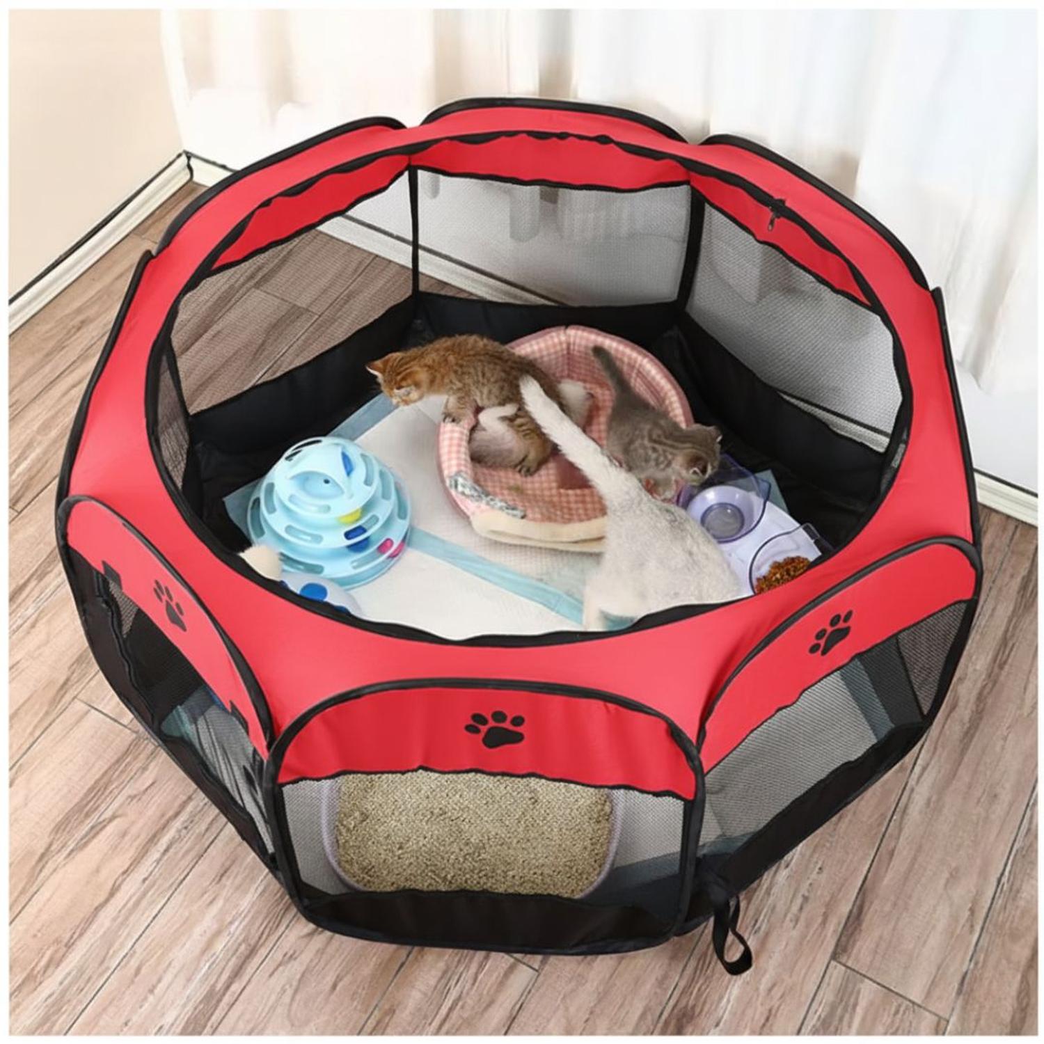 CORRAL CAMA PARA GATOS PERROS CASA PARA MASCOTAS AMPLIO PLEGABLE PORTÁTIL - 1