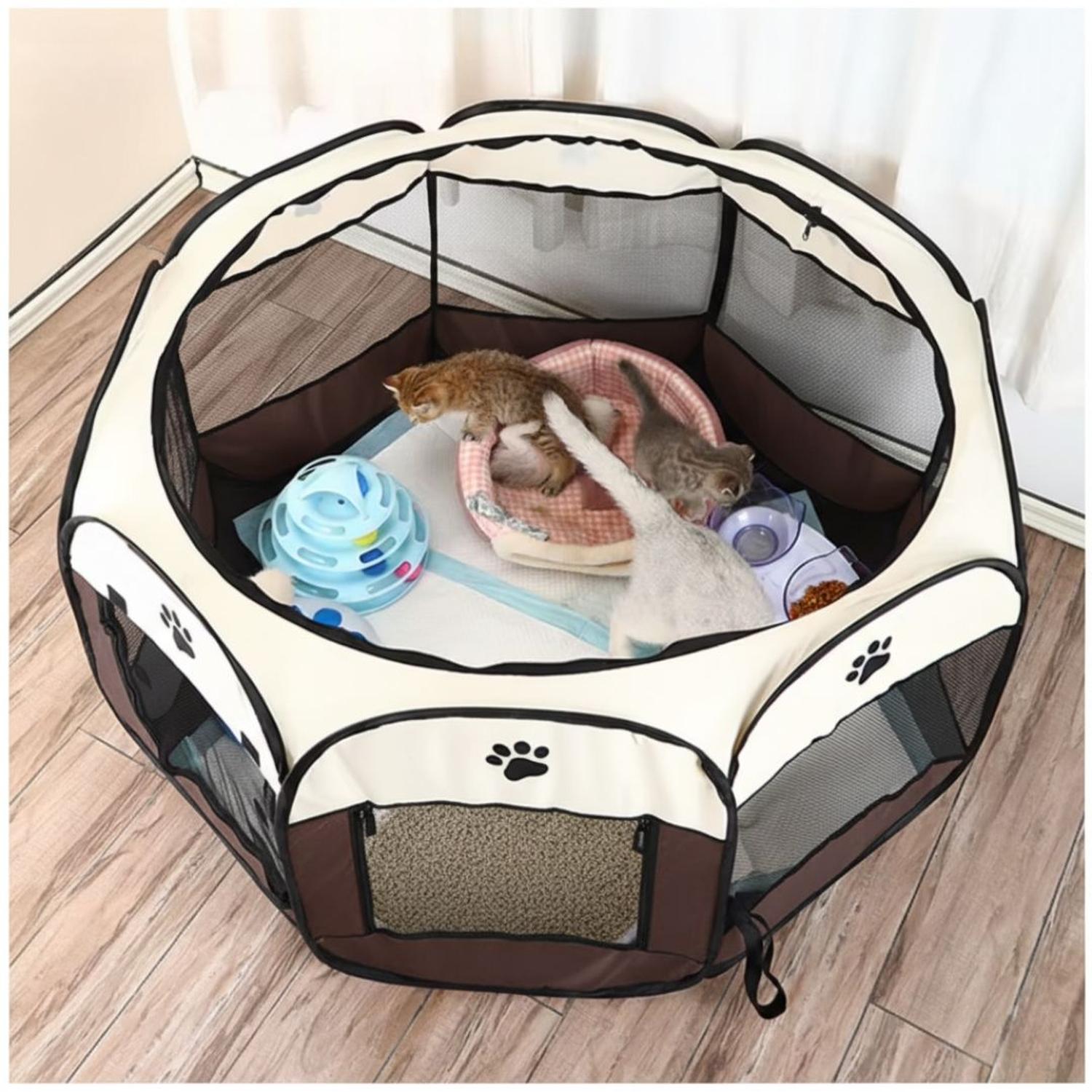 CORRAL CAMA PARA GATOS PERROS CASA PARA MASCOTAS AMPLIO PLEGABLE PORTÁTIL - 1