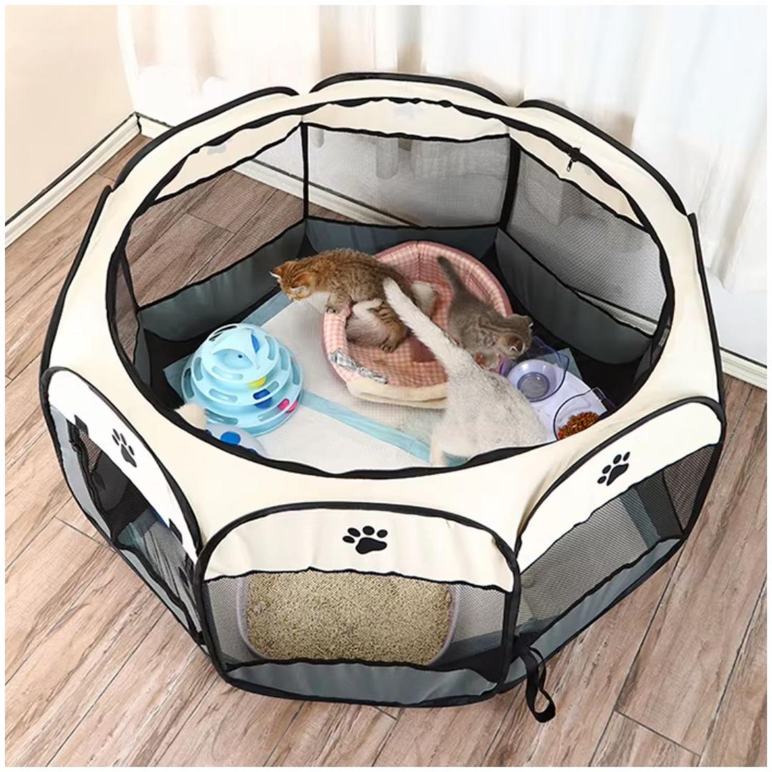 CORRAL CAMA PARA GATOS PERROS CASA PARA MASCOTAS AMPLIO PLEGABLE PORTÁTIL - 3