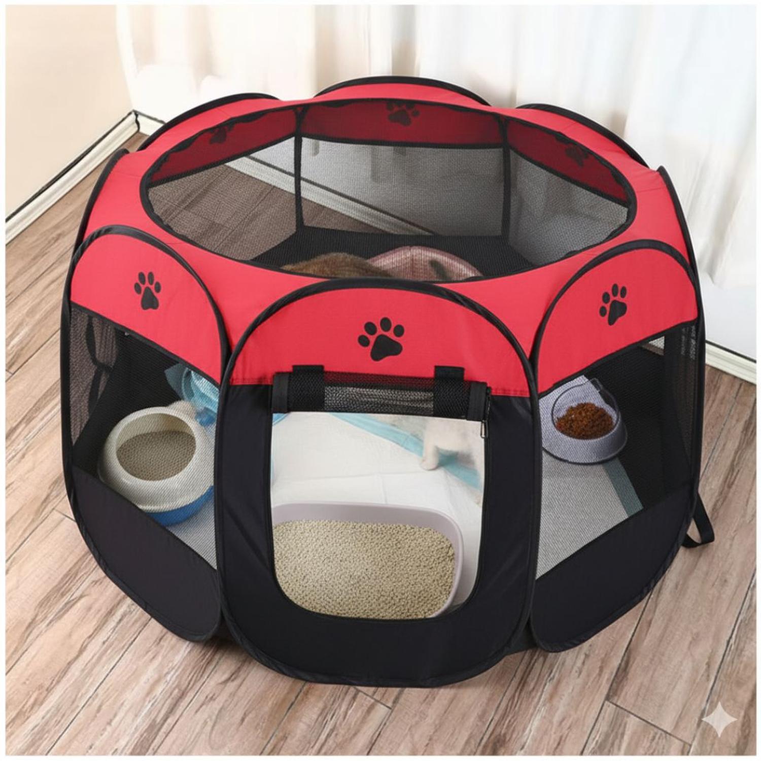 CORRAL CAMA PARA GATOS PERROS CASA PARA MASCOTAS AMPLIO PLEGABLE PORTÁTIL - 4