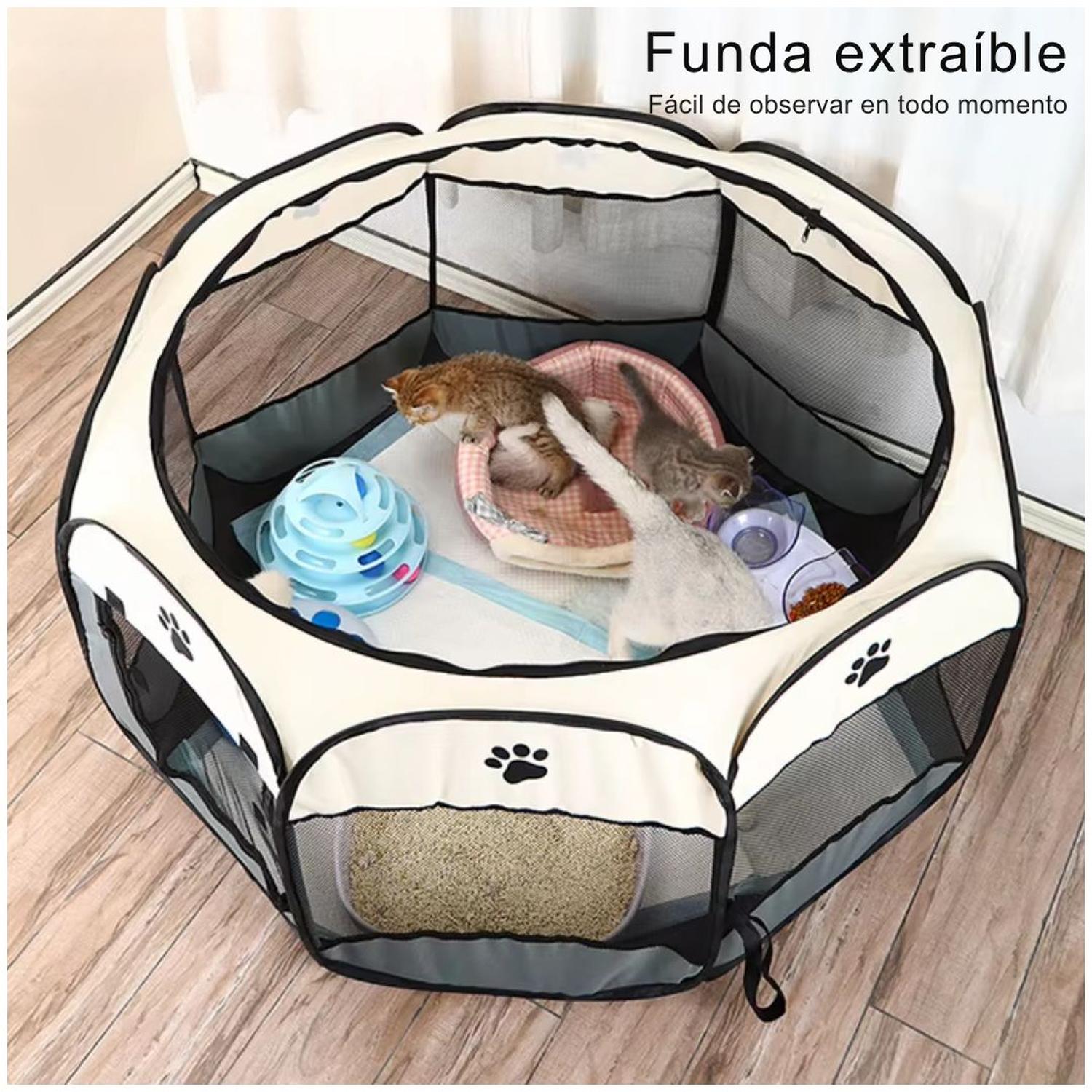 CORRAL CAMA PARA GATOS PERROS CASA PARA MASCOTAS AMPLIO PLEGABLE PORTÁTIL - 4