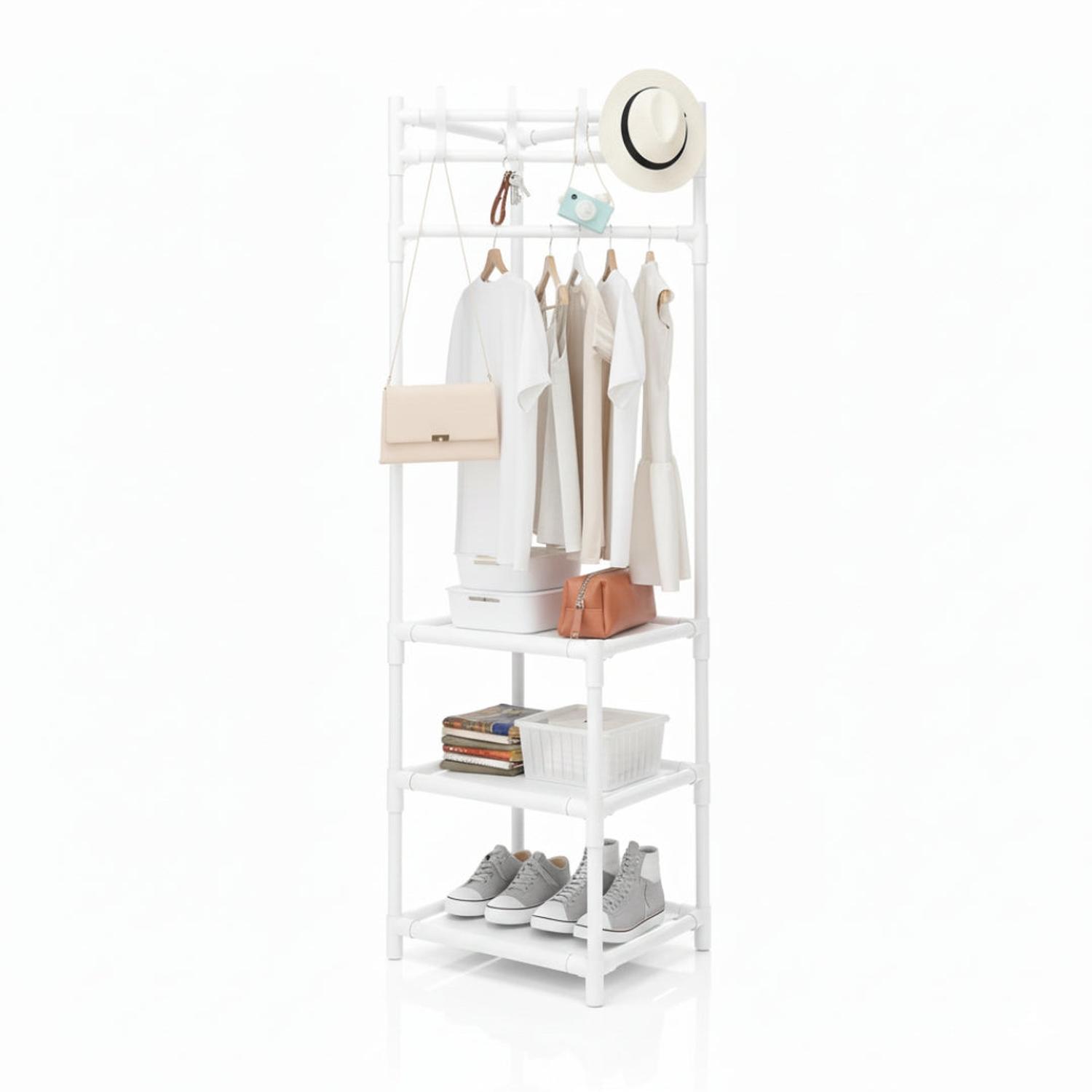 ESTANTE ORGANIZADOR COLGADOR DE ROPA ESQUINERO CON 3 REPISAS 170X43X43CM TAMAÑO M - 2