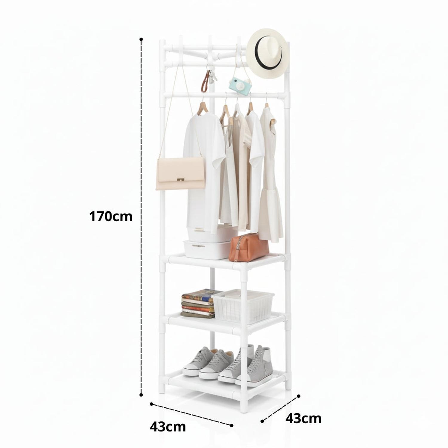 ESTANTE ORGANIZADOR COLGADOR DE ROPA ESQUINERO CON 3 REPISAS 170X43X43CM TAMAÑO M - 3