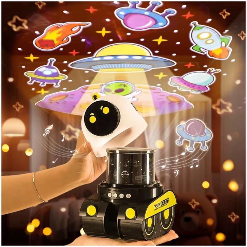 ROBOT LÁMPARA PROYECTOR DE ESTRELLAS GALAXIA LUCES CON MÚSICA PARA NIÑOS - 2