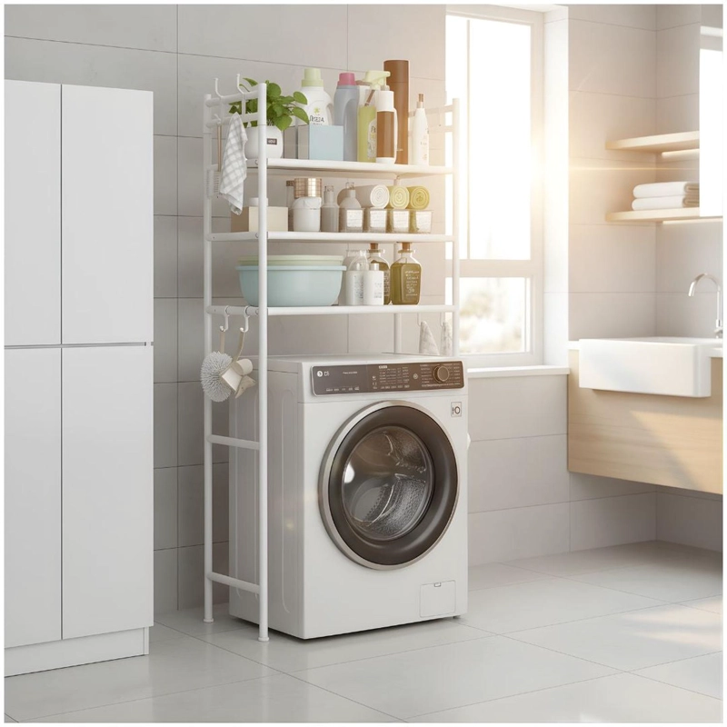 ESTANTE ORGANIZADOR MULTIUSOS PARA LAVADORA BAÑO 3 NIVELES 160X72X25CM TAMAÑO M - 1
