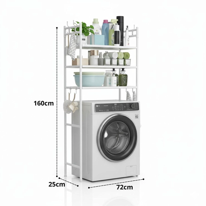 ESTANTE ORGANIZADOR MULTIUSOS PARA LAVADORA BAÑO 3 NIVELES 160X72X25CM TAMAÑO M - 3