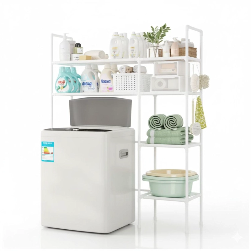 ESTANTE ORGANIZADOR MULTIUSOS PARA LAVADORA BAÑO 2 NIVELES 2 CUERPOS 138X106X25CM TAMAÑO M - 2
