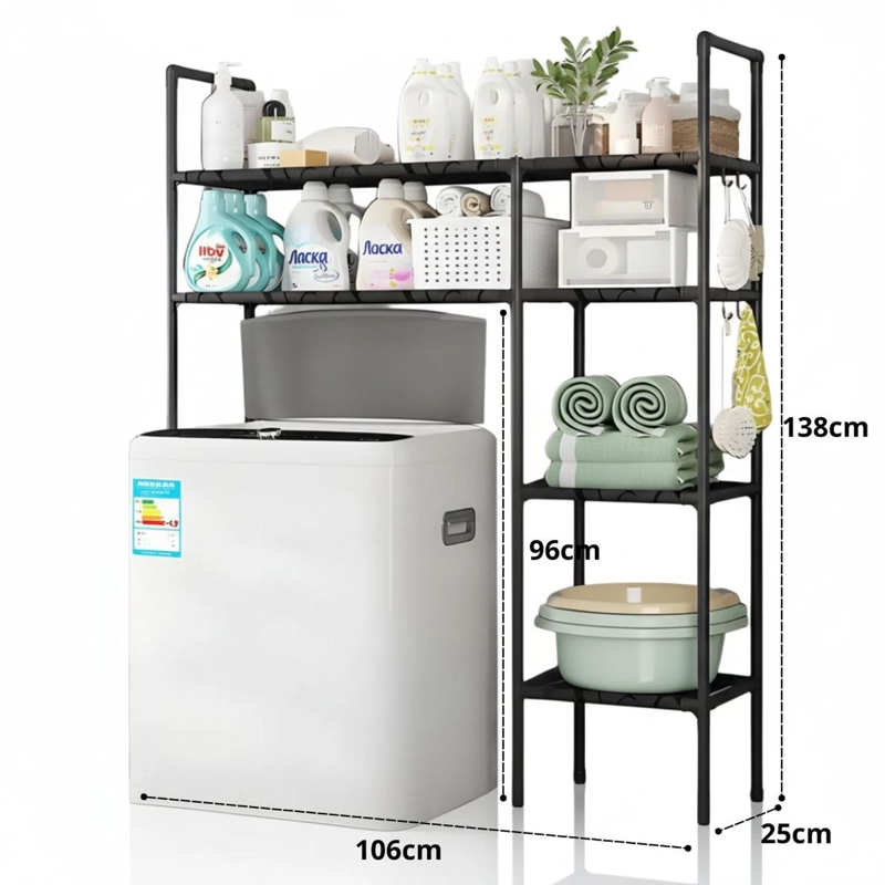 ESTANTE ORGANIZADOR MULTIUSOS PARA LAVADORA BAÑO 2 NIVELES 2 CUERPOS 138X106X25CM TAMAÑO M - 6