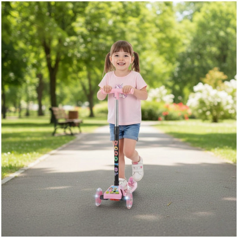 SCOOTER INFANTIL PLEGABLE PARA NIÑAS Y NIÑOS CON LUCES LED TAMAÑO M - 1