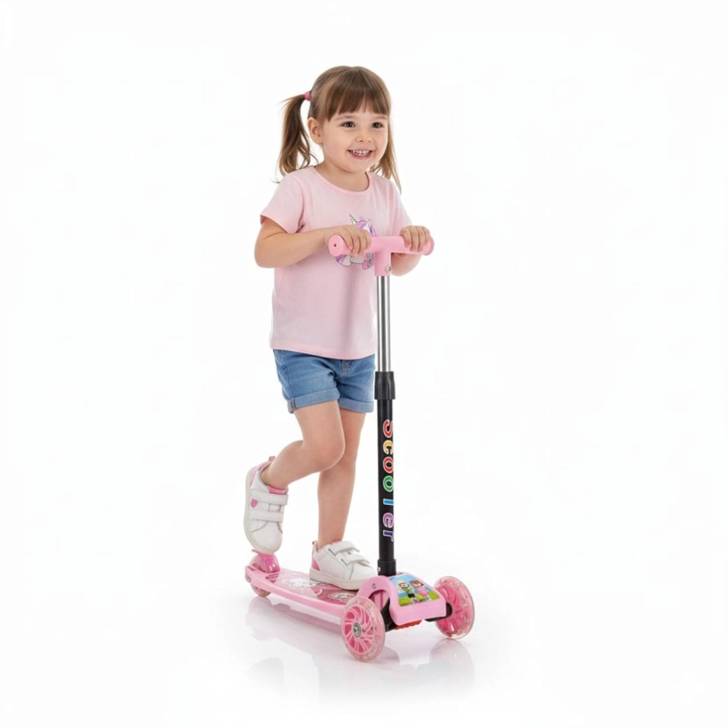 SCOOTER INFANTIL PLEGABLE PARA NIÑAS Y NIÑOS CON LUCES LED TAMAÑO M - 2