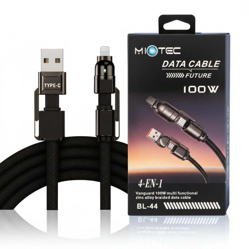 CABLE CARGA RÁPIDA Y DATOS BL-44 DE 100W 4 EN 1 USB + TIPO C +LIGHTNING - 1