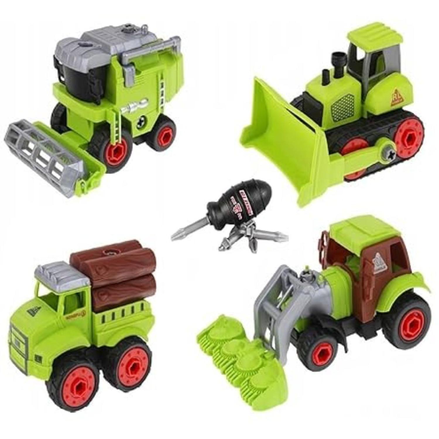 SET X4 VEHÍCULOS DE AGRICULTURA JUGUETE DIDÁCTICO DESARMABLE + DESARMADOR - 3